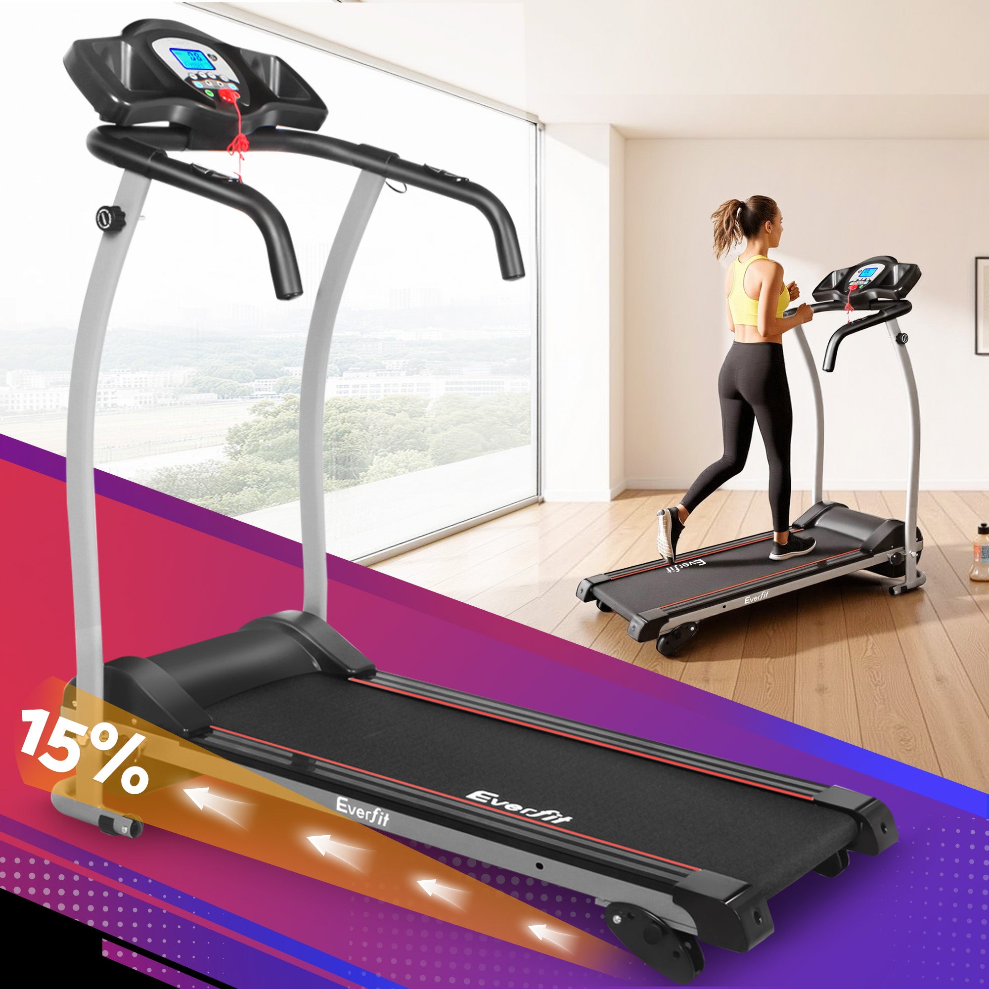 Everfit Electric Treadmill Home Gym Exercise Machine Fitness Equipment Physical 360mm - Everfit