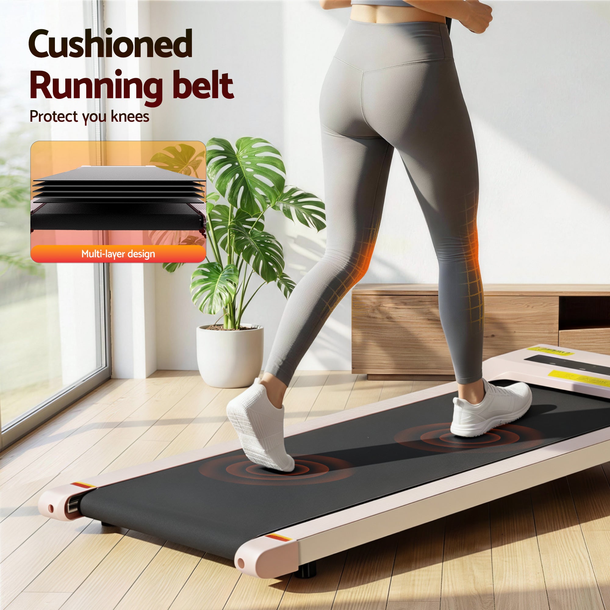 Everfit Treadmill Electric Walking Pad Under Desk Home Gym Fitness 360mm Pink