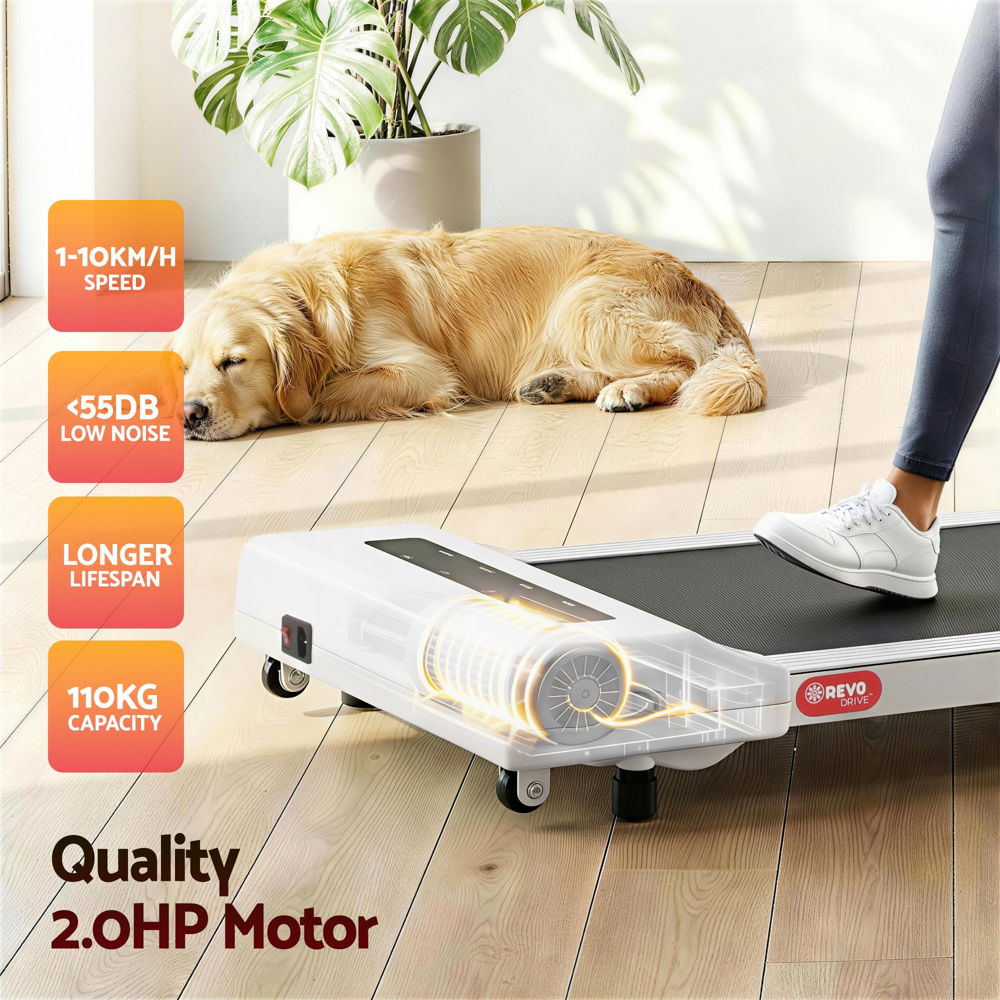 Everfit Treadmill Electric Walking Pad Under Desk Home Gym Fitness 360mm White