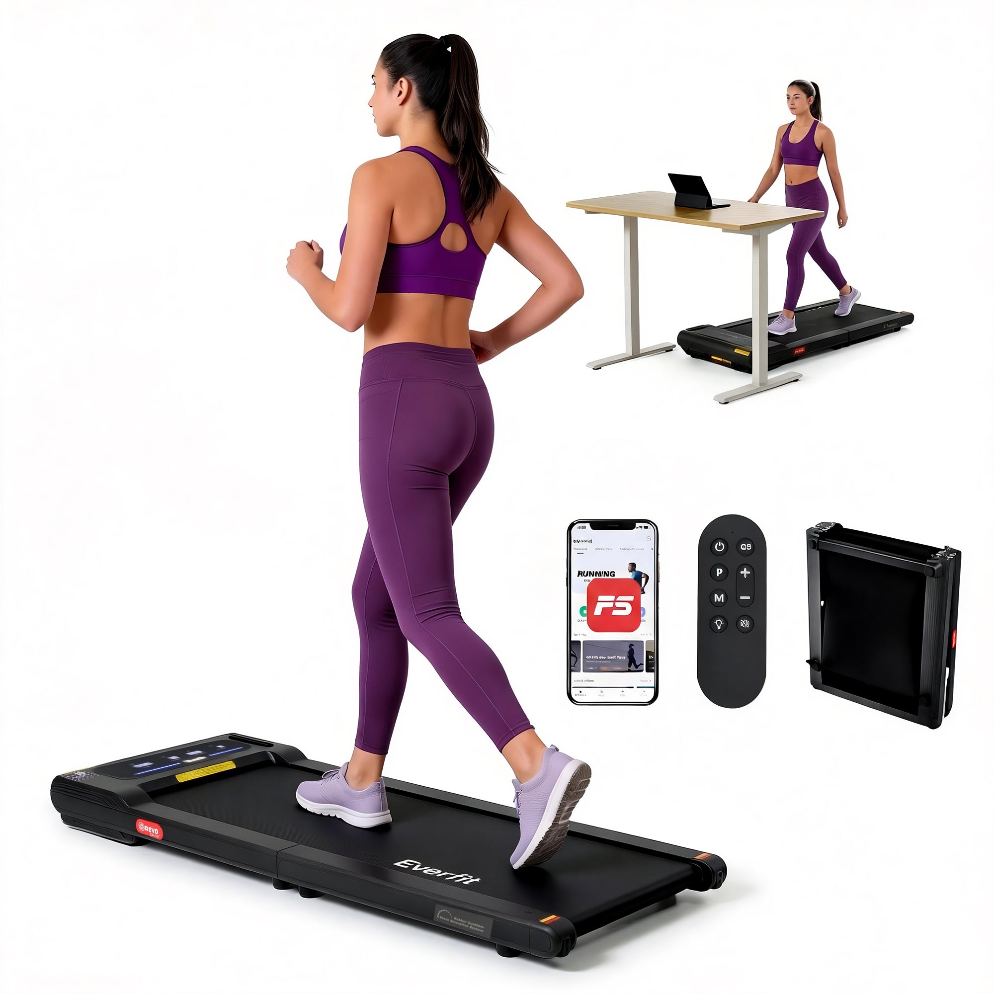 Everfit Walking Pad Treadmill 2 in 1 Foldable Under Desk for Home Gym With 38cm Belt With APP - Everfit