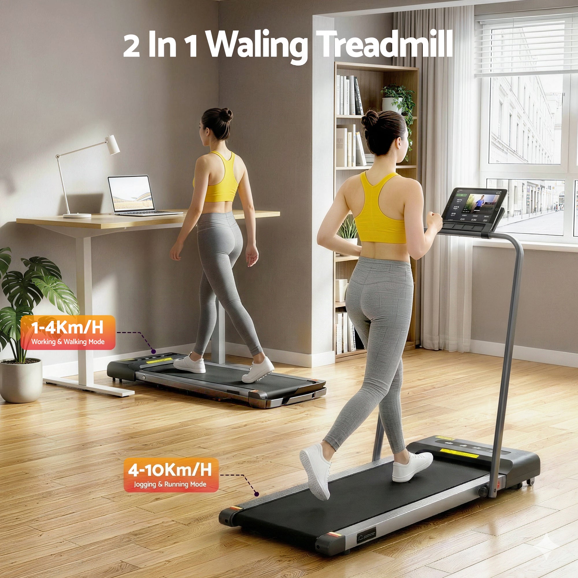 Everfit Treadmill Electric Walking Pad Under Desk Home Gym Fitness 380mm Grey