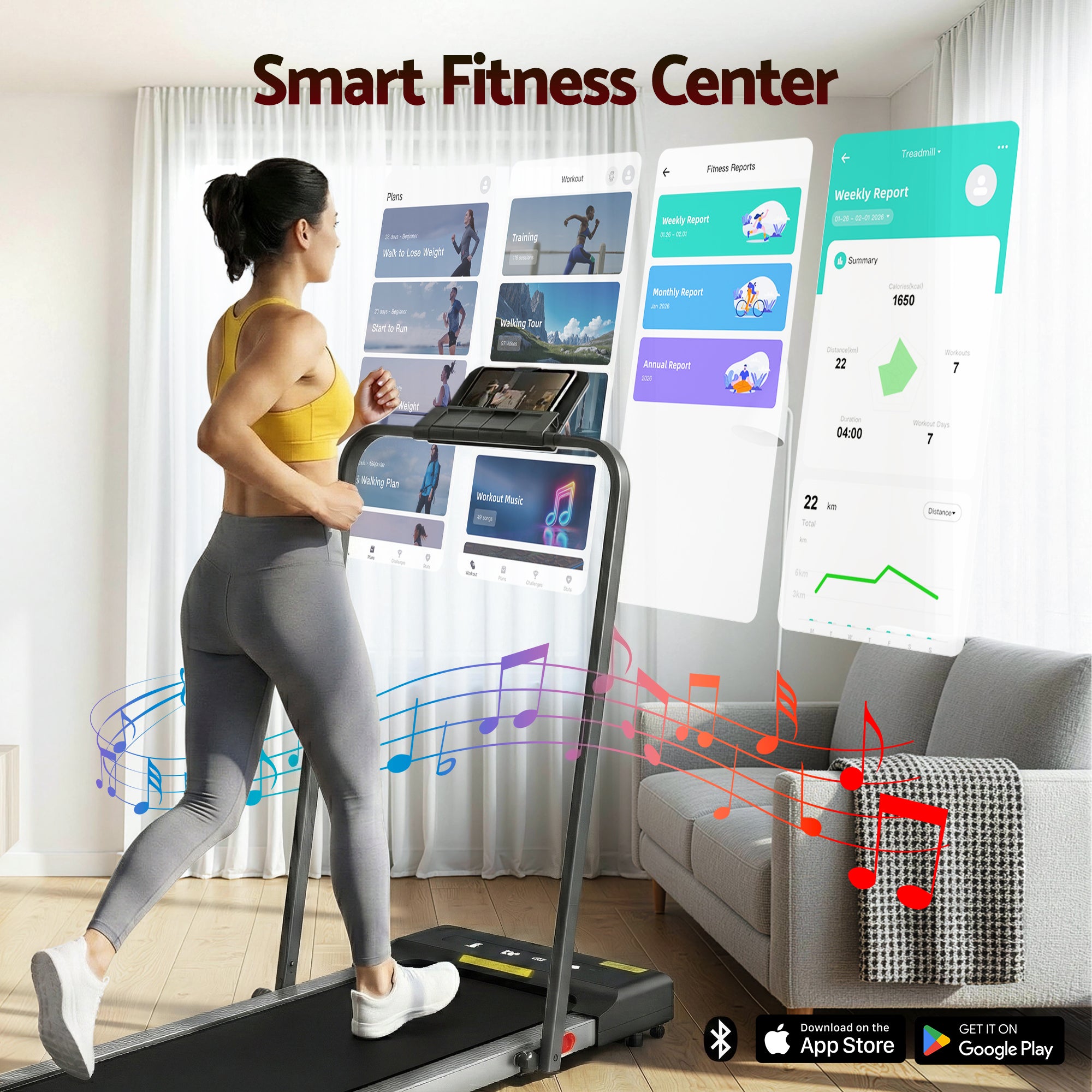 Everfit Treadmill Electric Walking Pad Under Desk Home Gym Fitness 380mm Grey