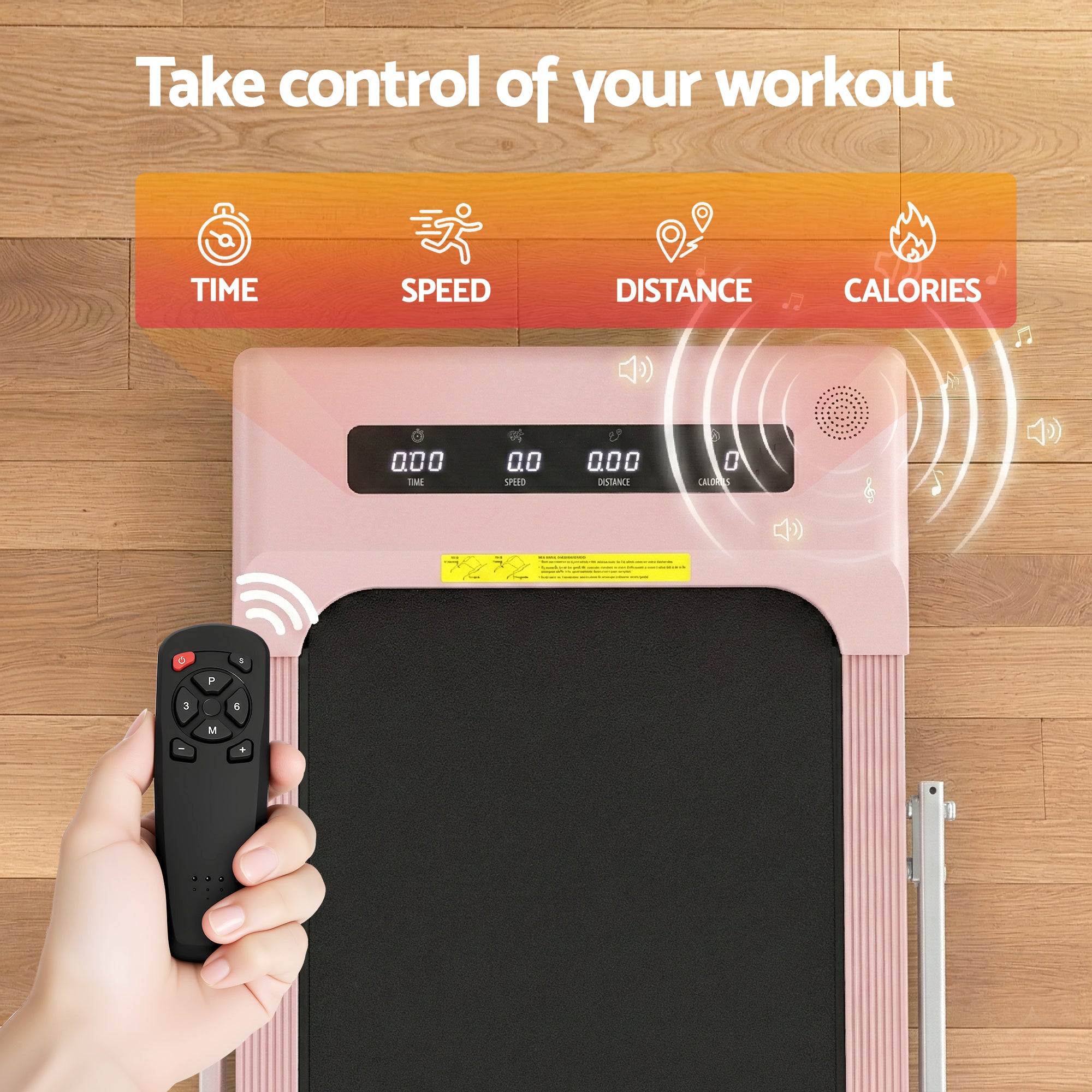 Everfit Treadmill Electric Walking Pad Under Desk Home Gym Fitness 380mm Pink