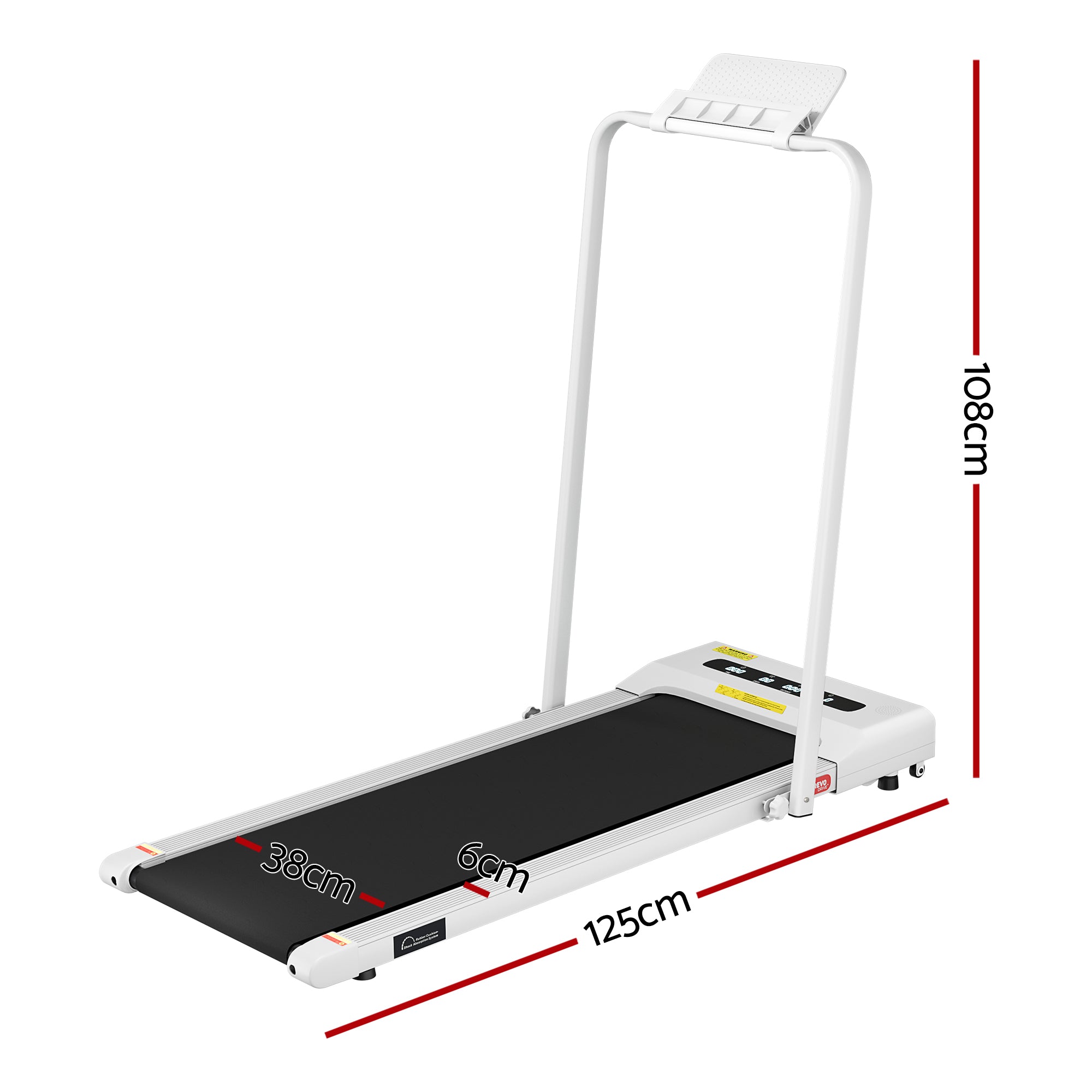 Everfit Treadmill Electric Walking Pad Under Desk Home Gym Fitness 380mm White