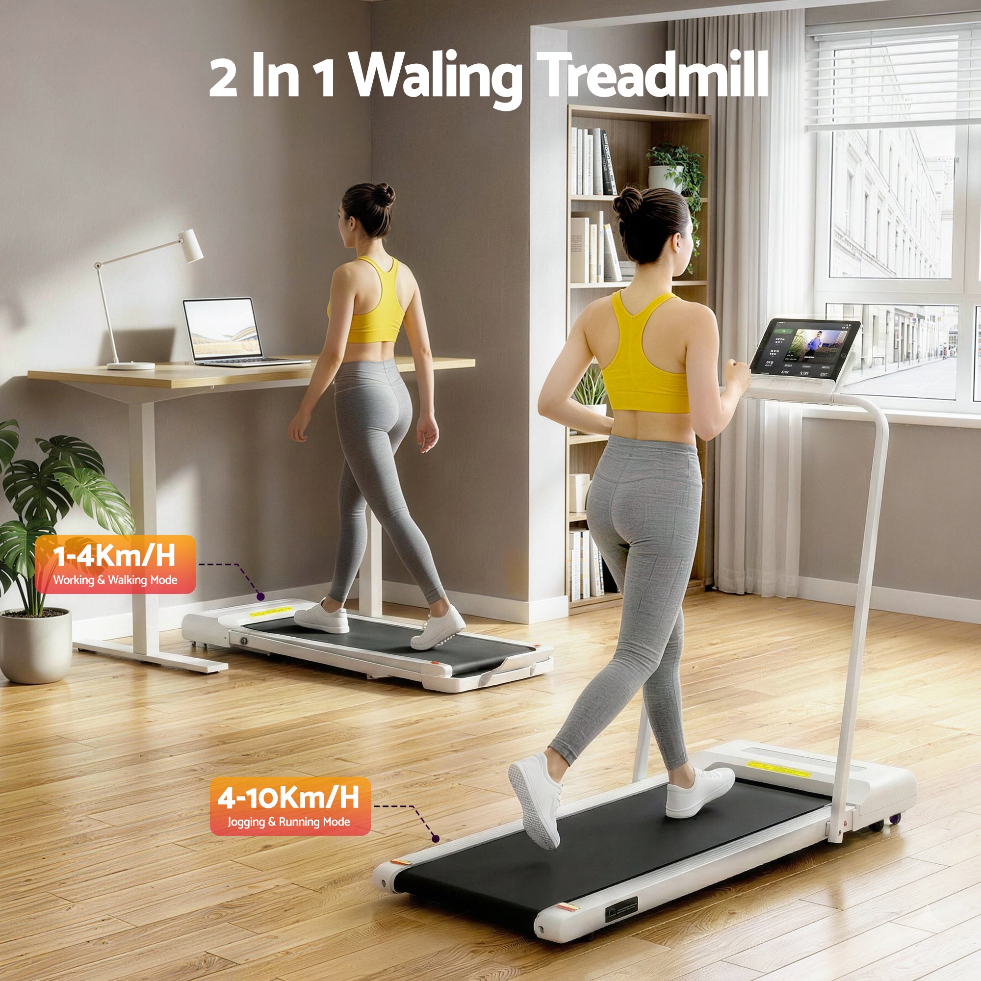 Everfit Treadmill Electric Walking Pad Under Desk Home Gym Fitness 380mm White
