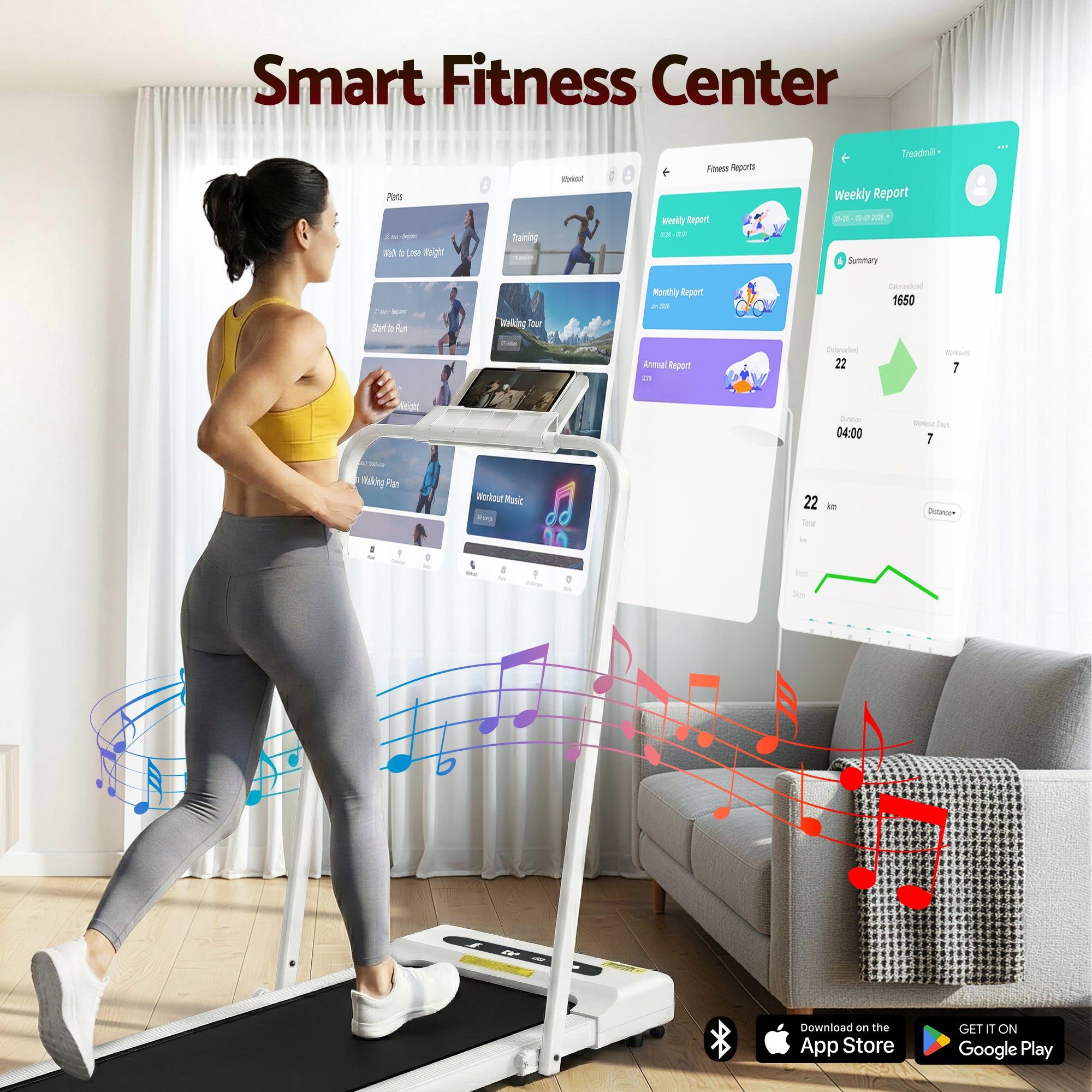 Everfit Treadmill Electric Walking Pad Under Desk Home Gym Fitness 380mm White