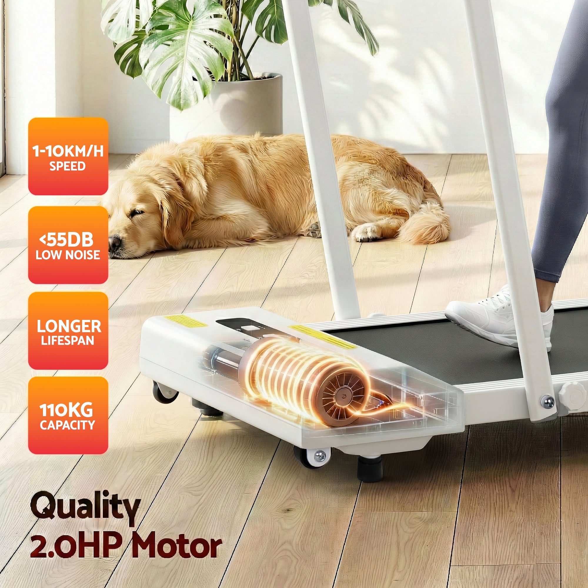 Everfit Treadmill Electric Walking Pad Under Desk Home Gym Fitness 380mm White