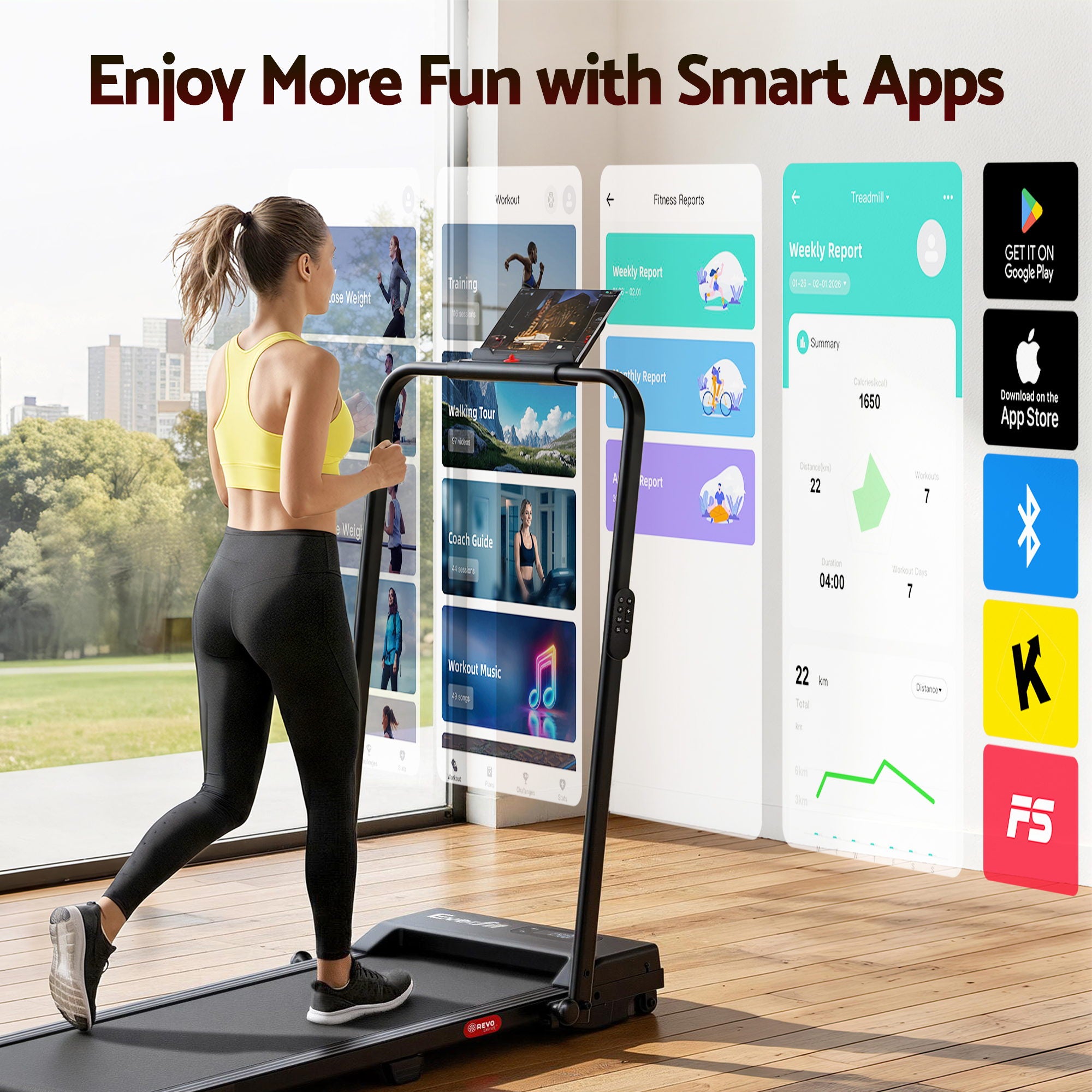 Everfit 3 in 1 Walking Pad Treadmill 12% Incline Under Desk Foldable for Home With 38cm Belt APP Control