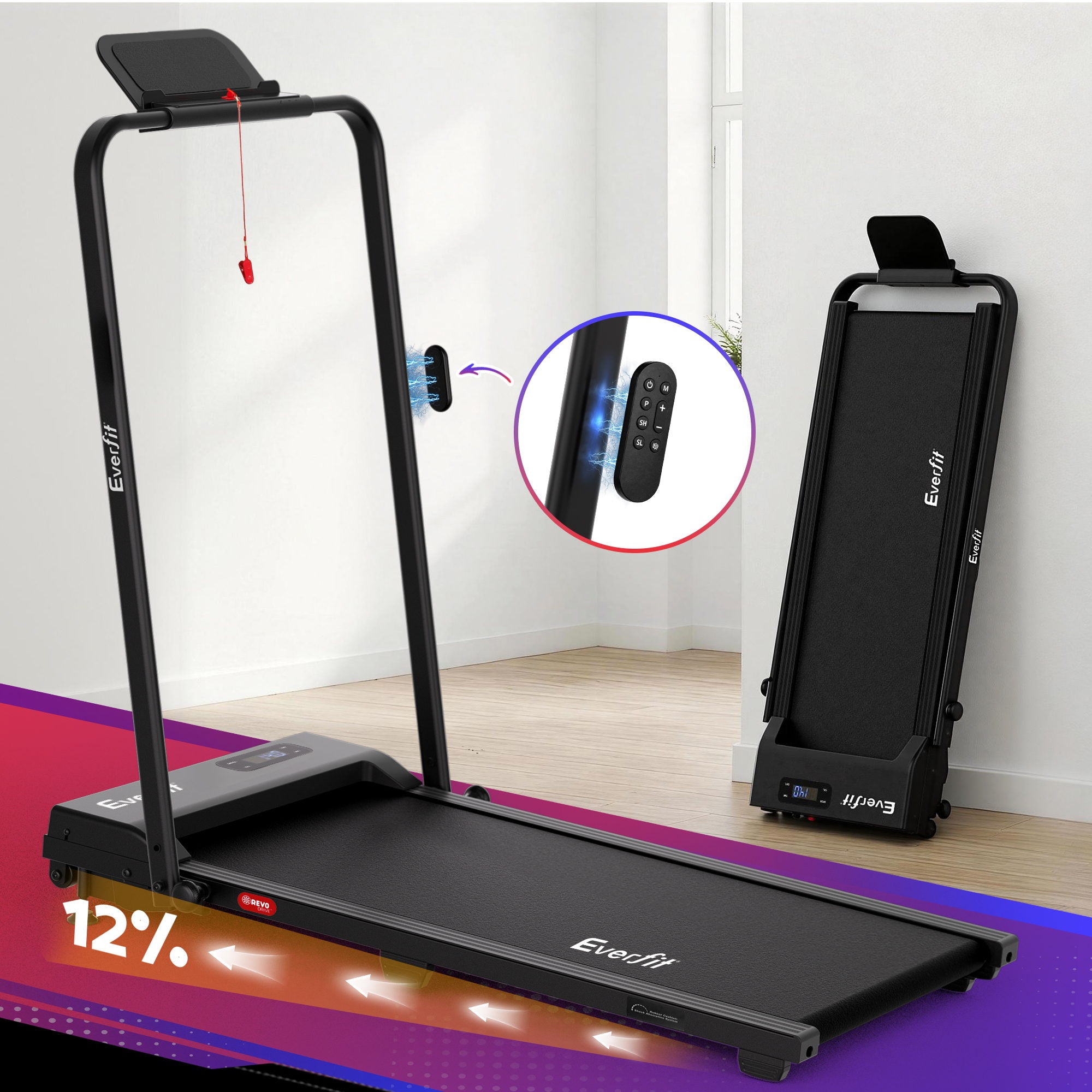 Everfit 3 in 1 Walking Pad Treadmill 12% Incline Under Desk Foldable for Home With 38cm Belt APP Control