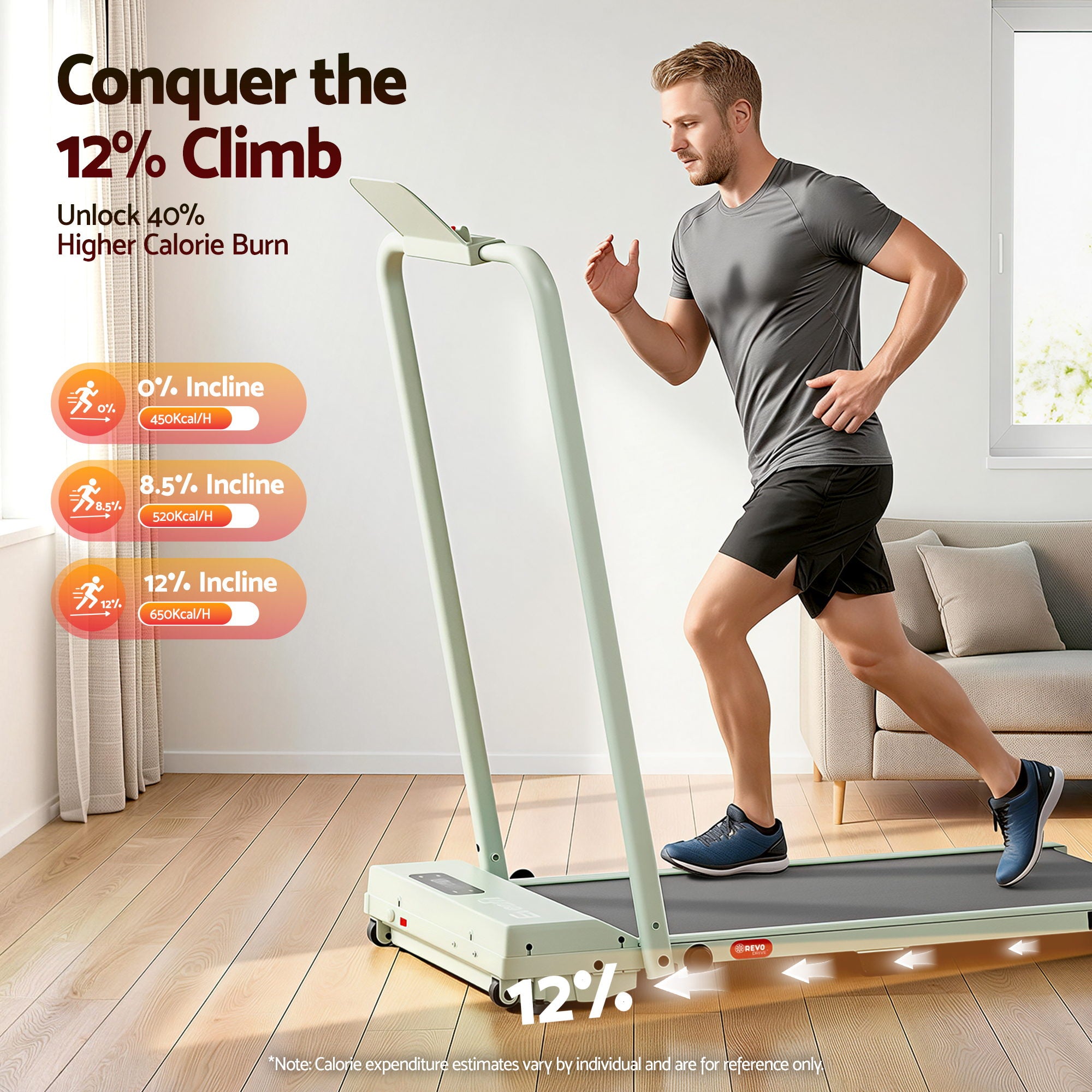 Everfit 3 in 1 Walking Pad Treadmill 12% Incline Under Desk Foldable for Home With 38cm Belt