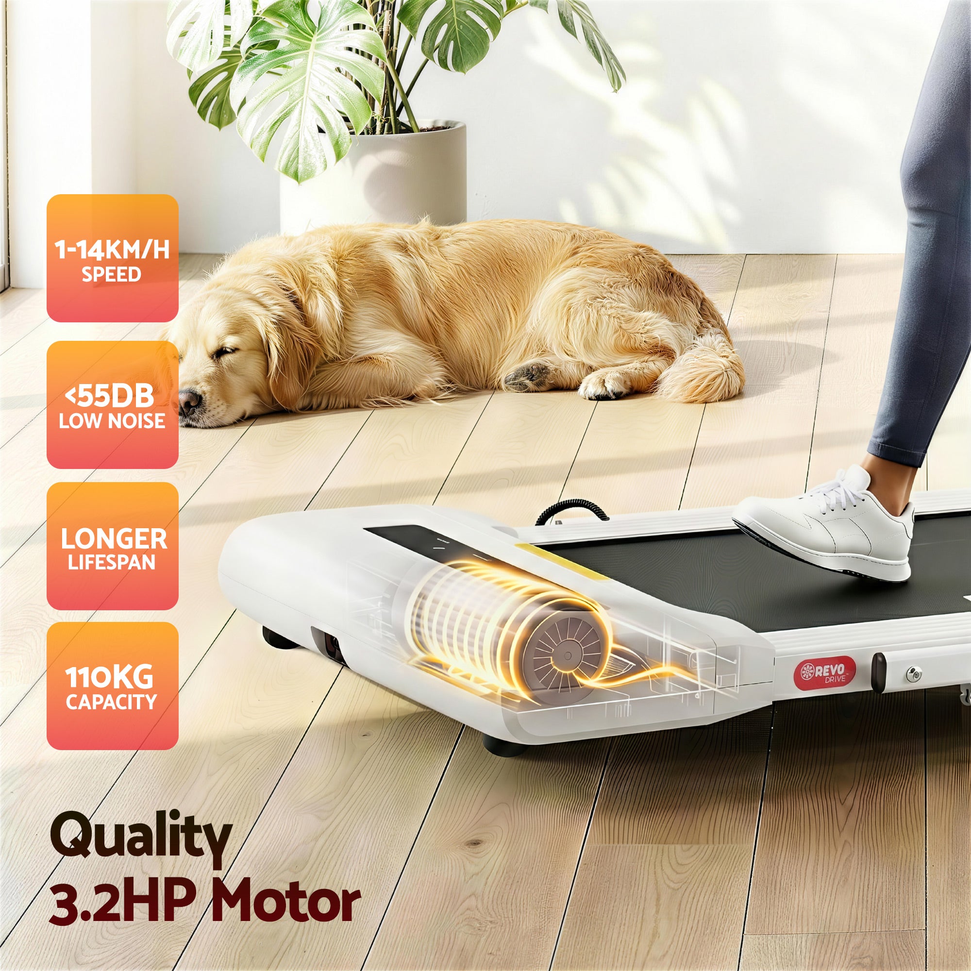 Everfit Treadmill Electric Walking Pad Under Desk Home Gym Fitness 400mm White