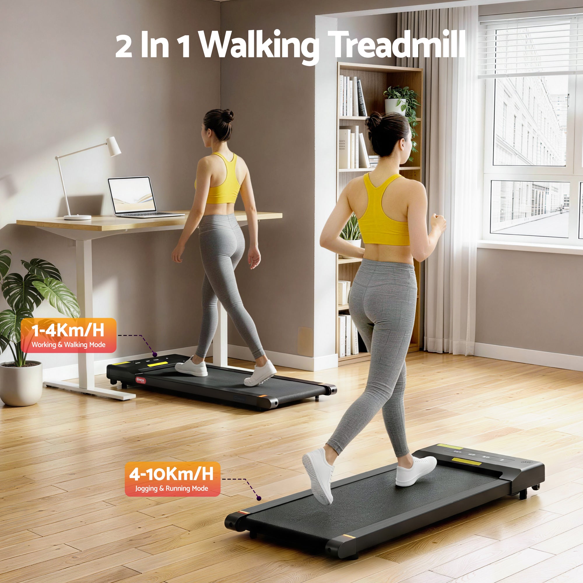 Everfit Treadmill Electric Walking Pad Under Desk Home Gym Fitness 400mm Black