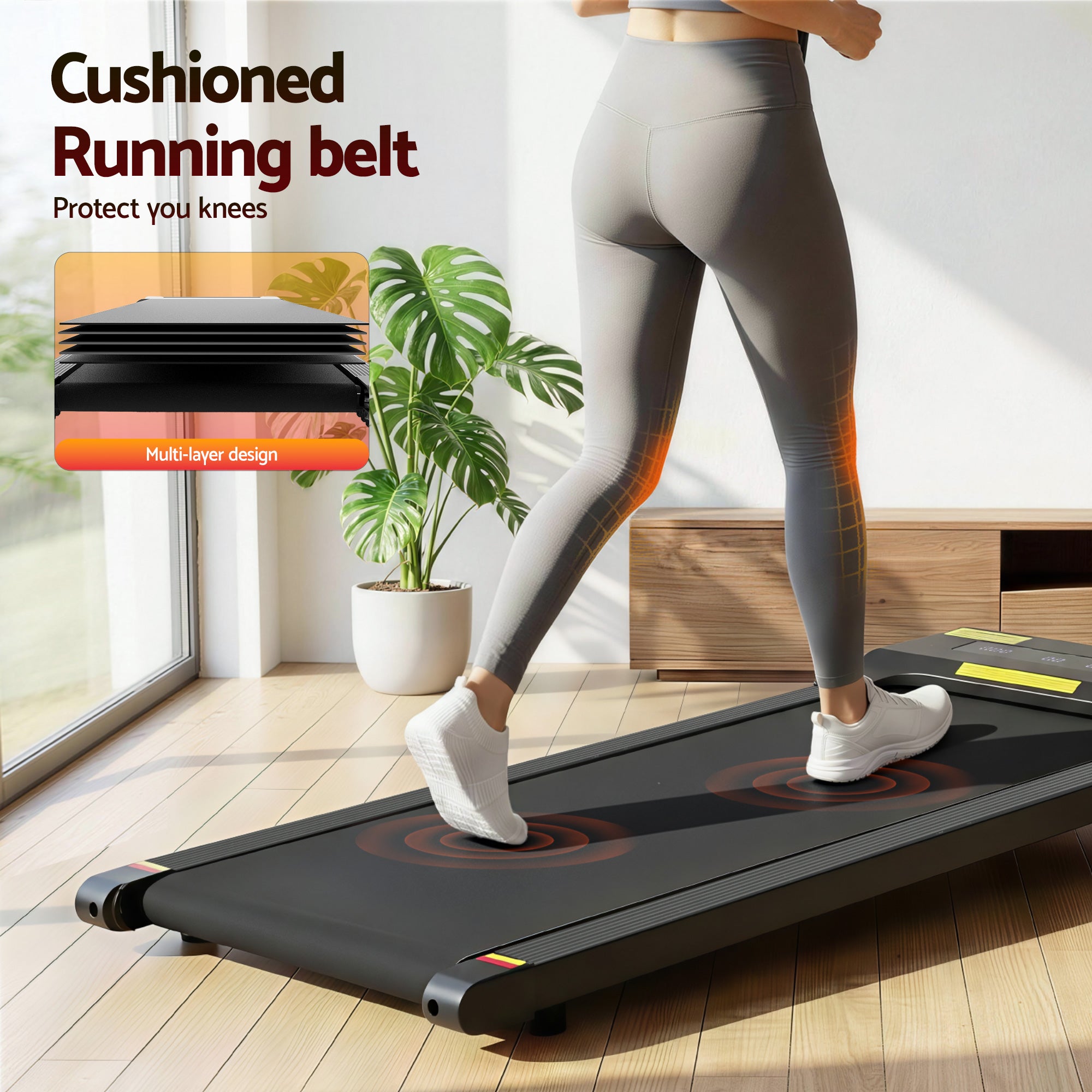 Everfit Treadmill Electric Walking Pad Under Desk Home Gym Fitness 400mm Black