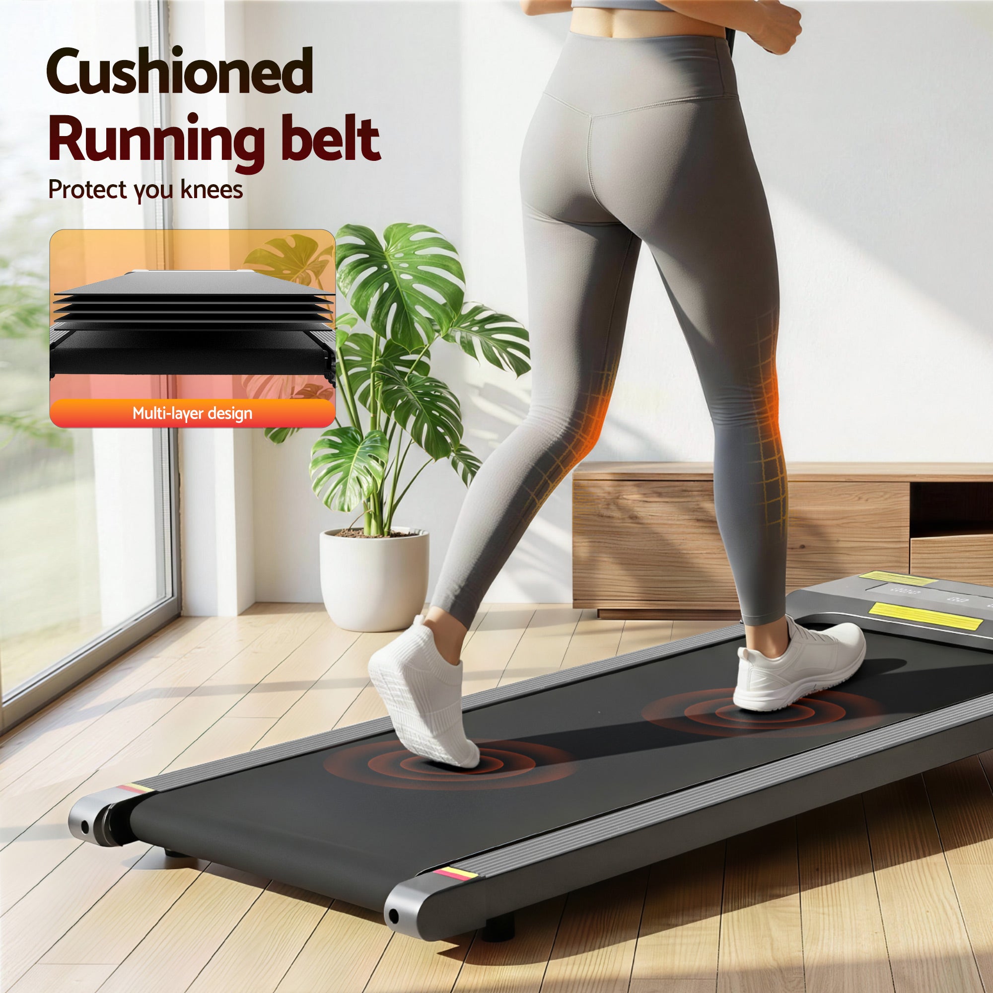 Everfit Treadmill Electric Walking Pad Under Desk Home Gym Fitness 400mm Grey