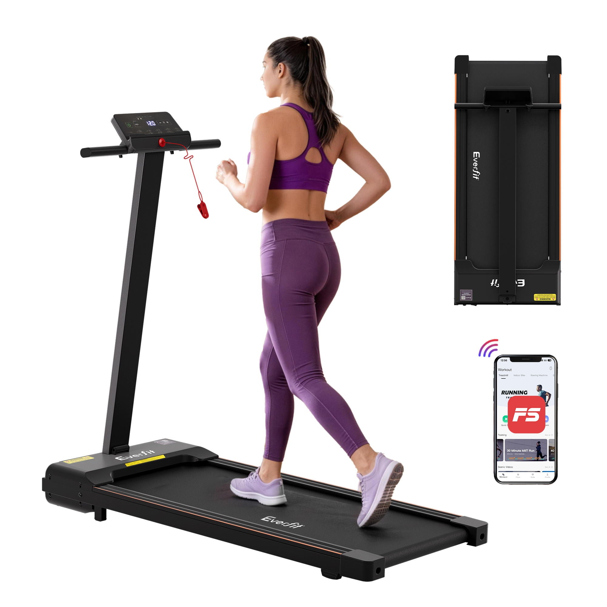 Everfit Walking Pad Treadmill 2 in 1 Foldable for Home Gym 40cm Wide Belt 12 Programs with App - Everfit