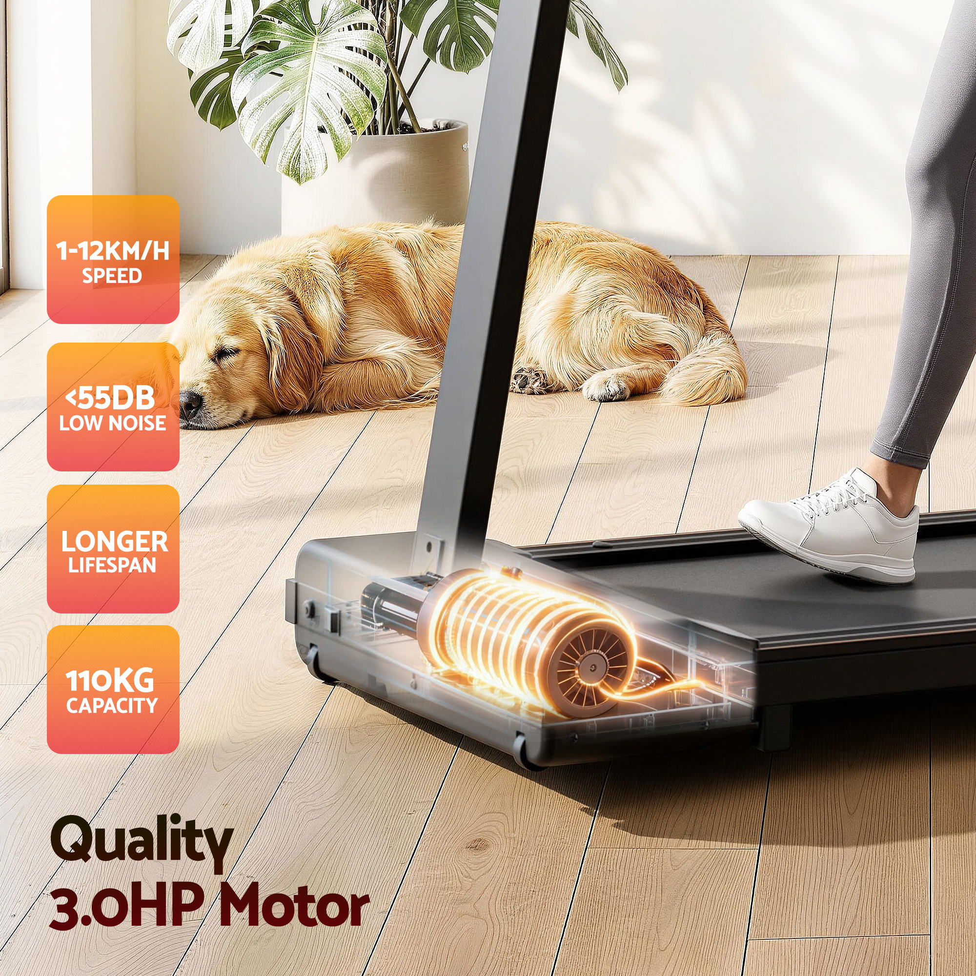 Everfit Walking Pad Treadmill 2 in 1 Foldable for Home Gym 40cm Wide Belt 12 Programs with App