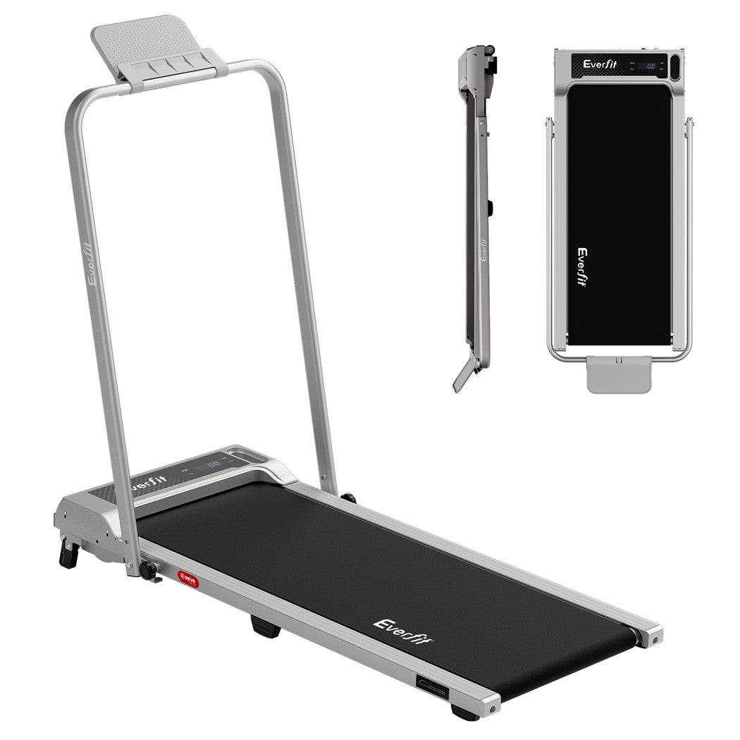 Everfit 3 in 1 Walking Pad Treadmill 12% Incline Foldable Under Desk Treadmills for Home Gym With 40cm Wide Belt Silver