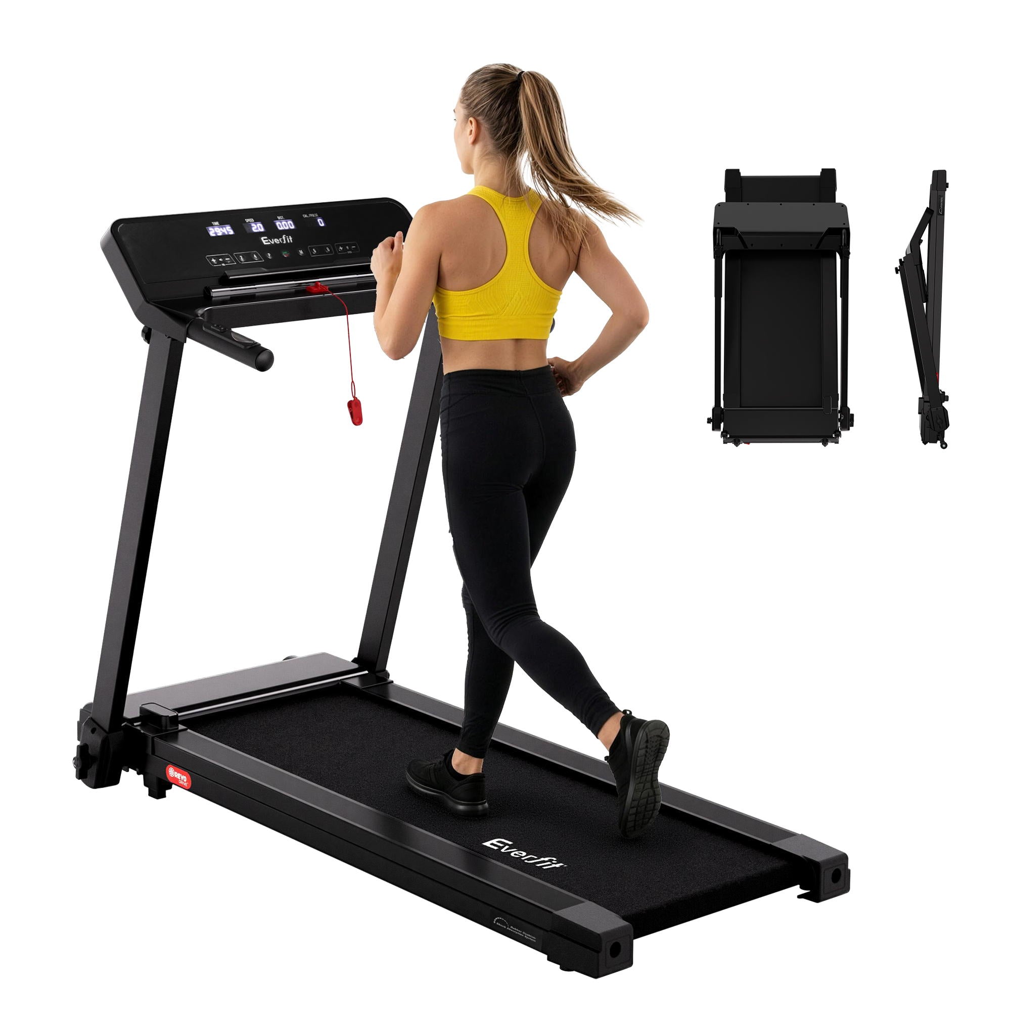 Everfit Treadmill Electric Home Gym Fitness Exercise Knob Foldable 420mm Black - Everfit