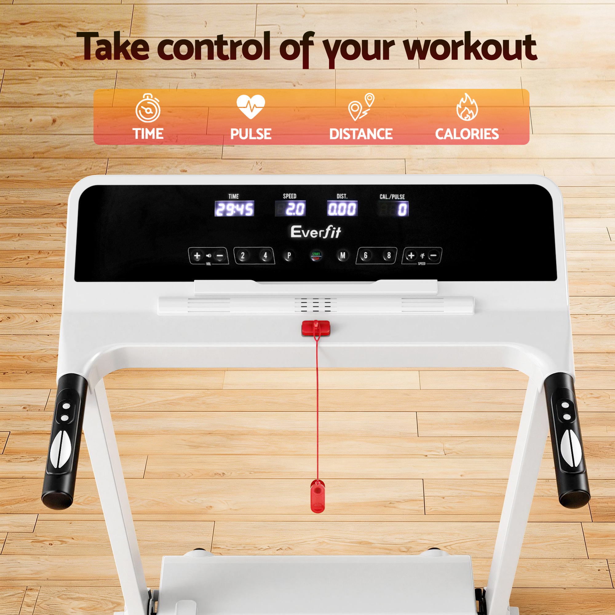 Everfit Treadmill Electric Home Gym Fitness Exercise Knob Foldable 420mm White
