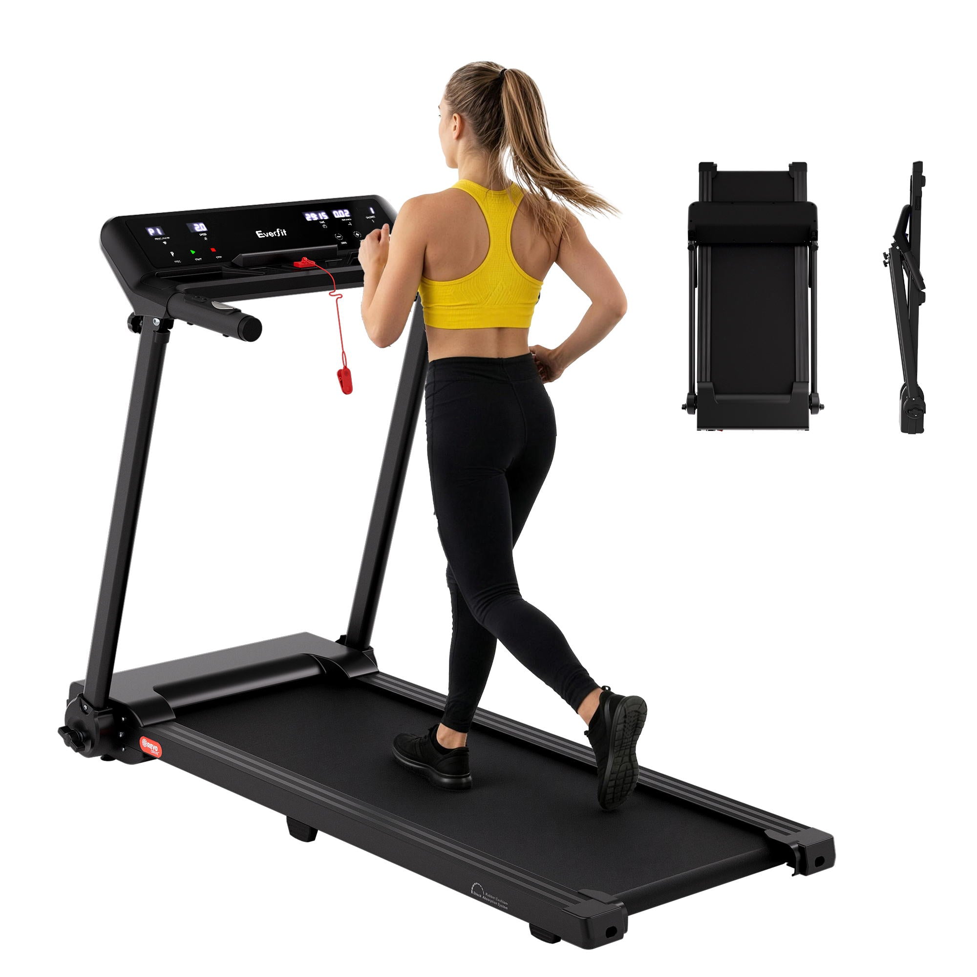 Everfit Treadmill Electric Home Gym Fitness Exercise Knob Foldable 450mm Black - Everfit