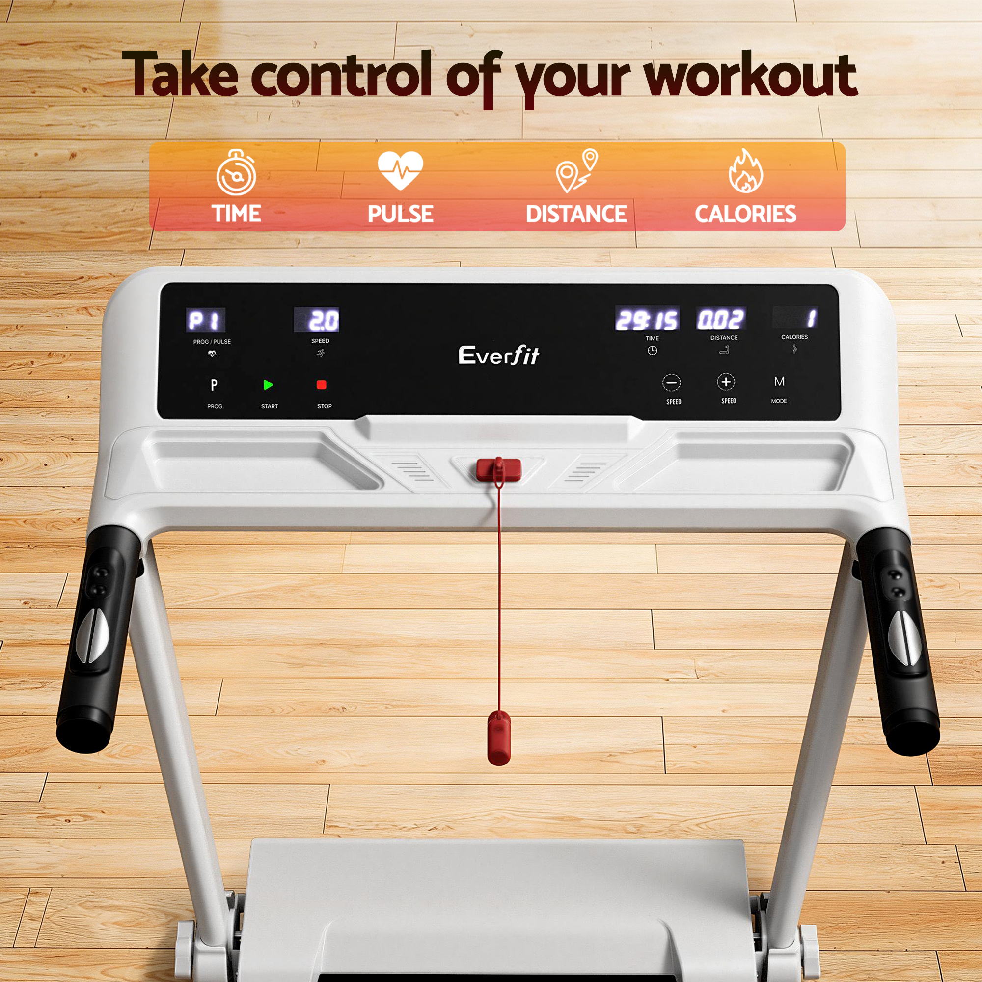 Everfit Treadmill Electric Home Gym Fitness Exercise Knob Foldable 450mm White