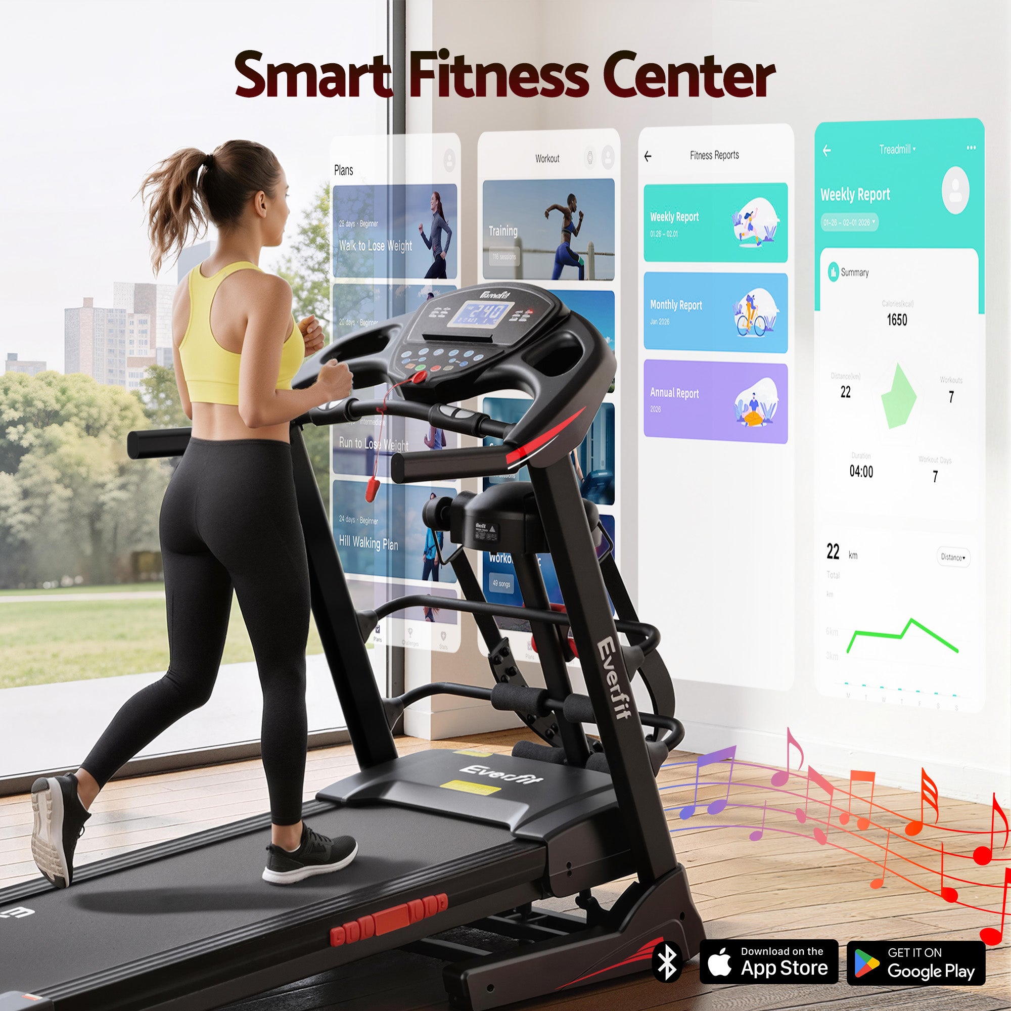 Electrical Excercise Machine Everfit Treadmill Electric Home Gym Fitness Exercise Machine w/ Massag