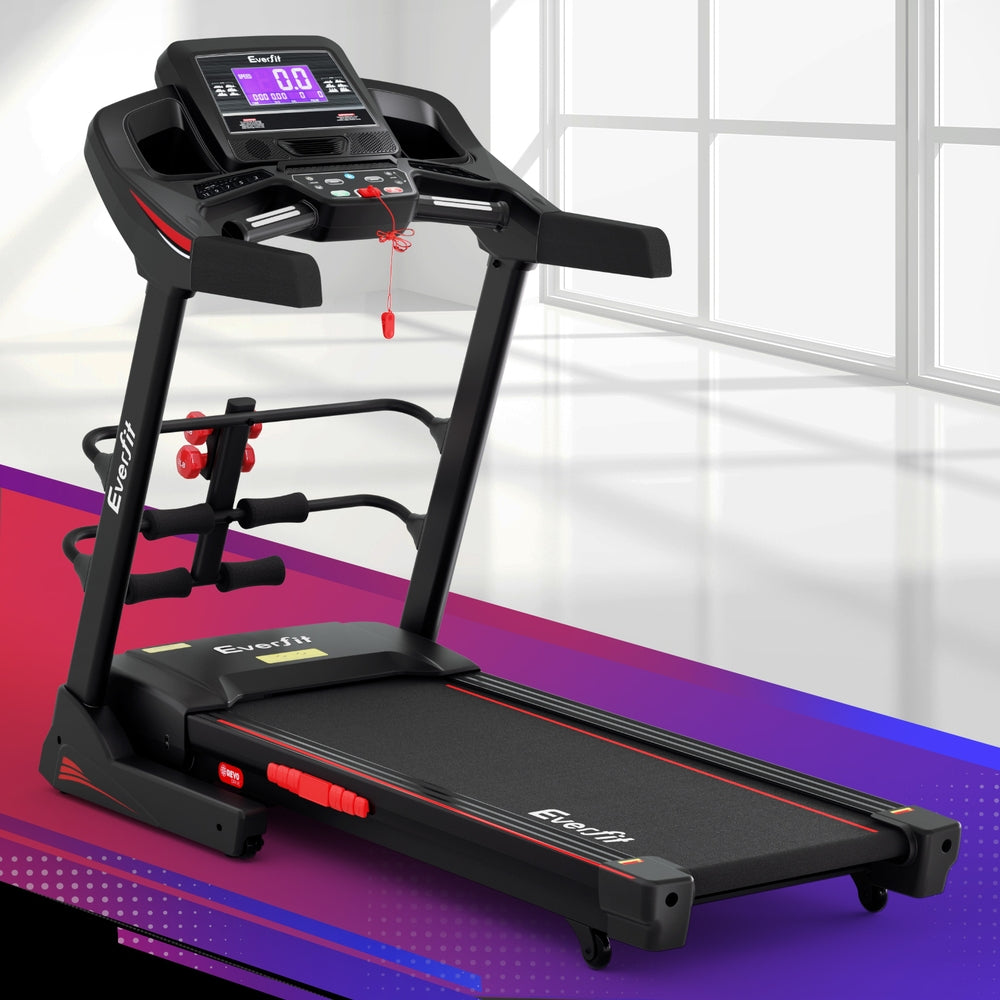Everfit Treadmill Electric Home Gym Fitness Exercise Machine w/ Sit Up Bar 480mm-Black, red