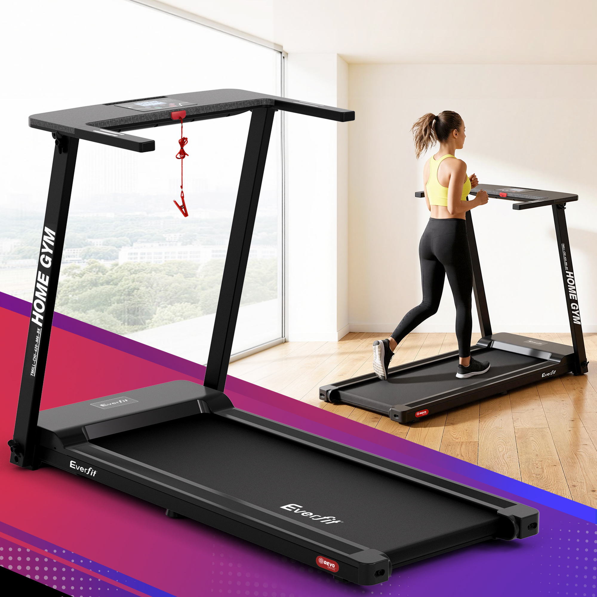 Everfit Treadmill Electric Home Gym Fitness Exercise Fully Foldable 420mm Black - Everfit