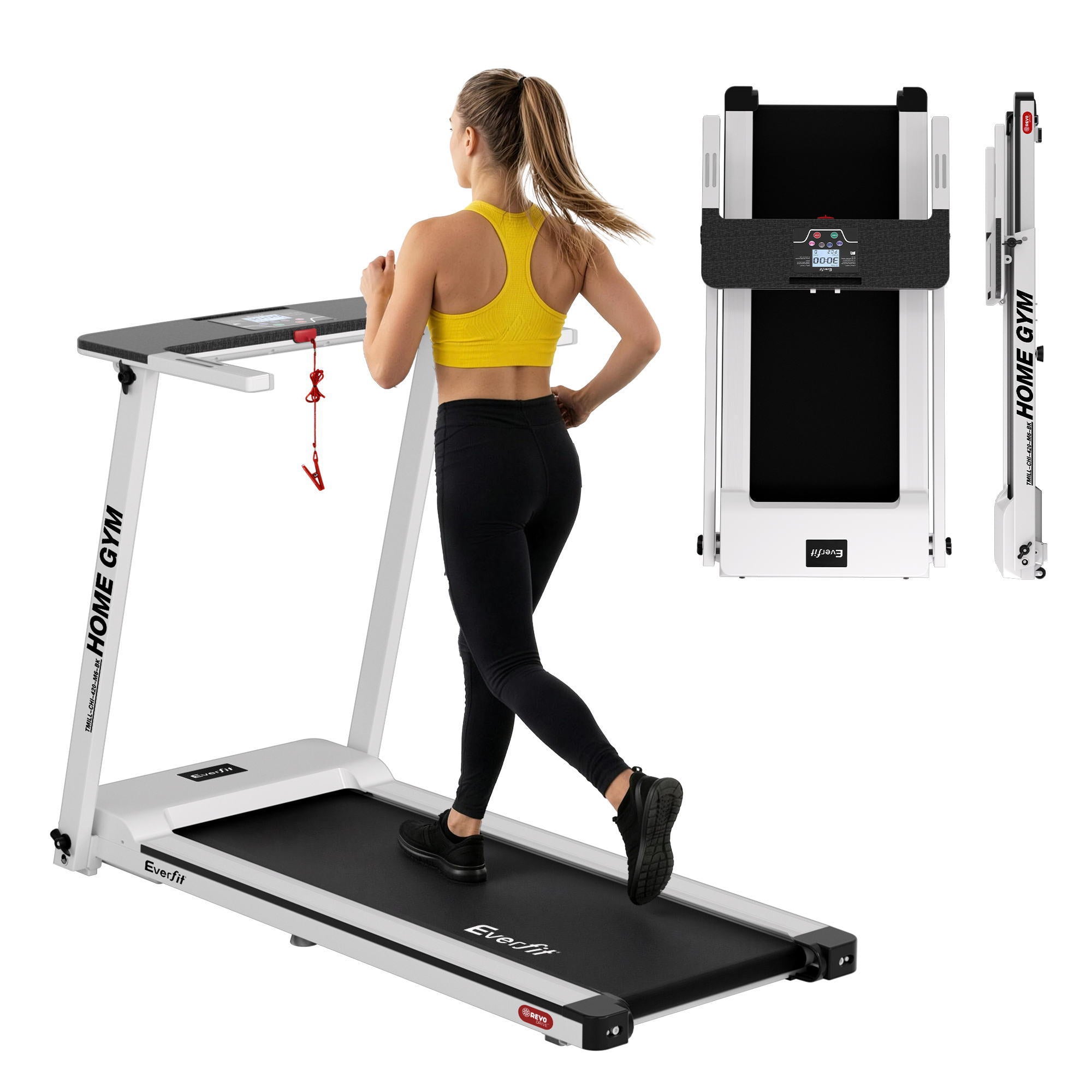 Everfit Electric Treadmill Home Gym Exercise Running Machine Fitness Equipment Compact Fully Foldable 420mm Belt White - Everfit
