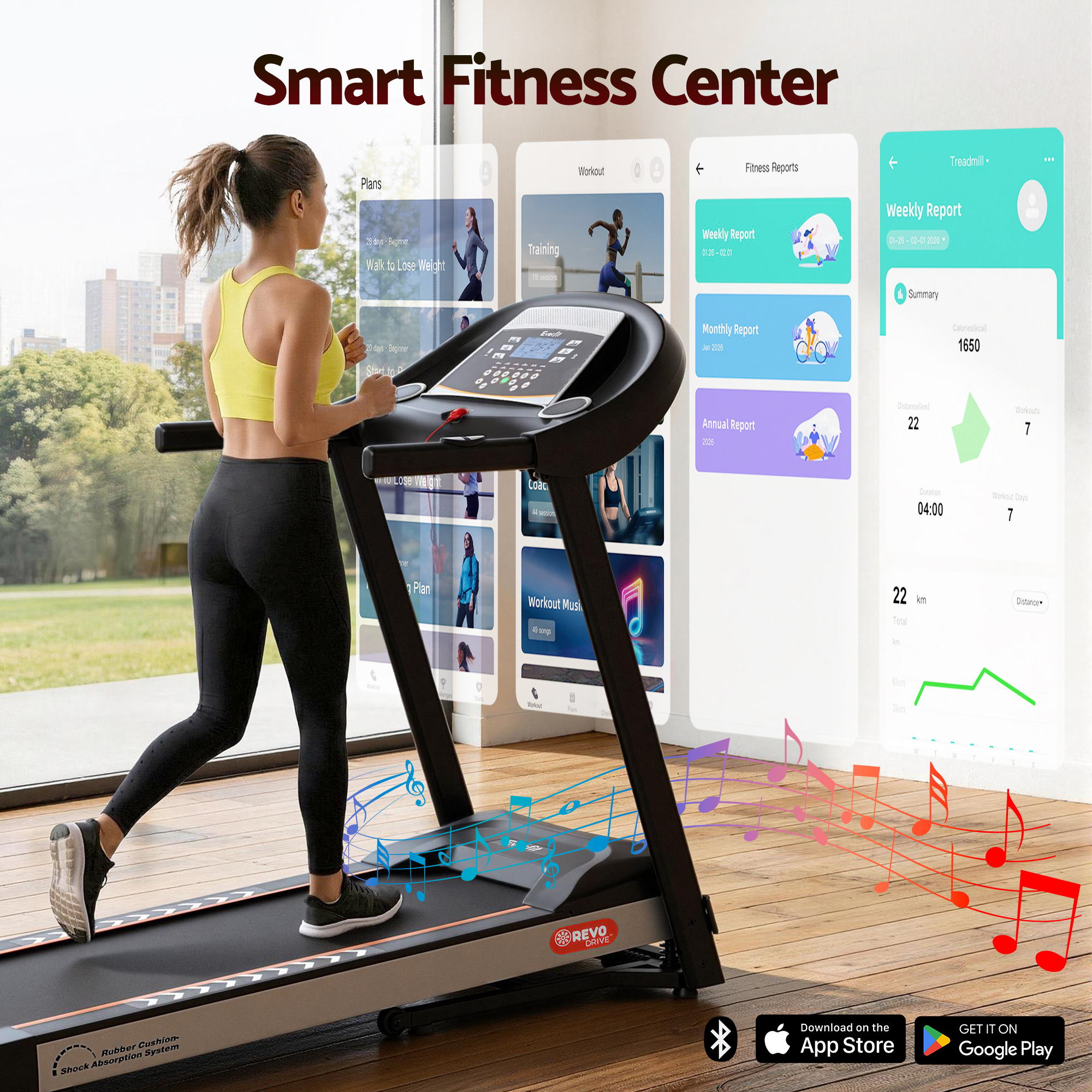 Everfit Treadmill Electric Auto Incline Home Gym Fitness Exercise Machine 450mm