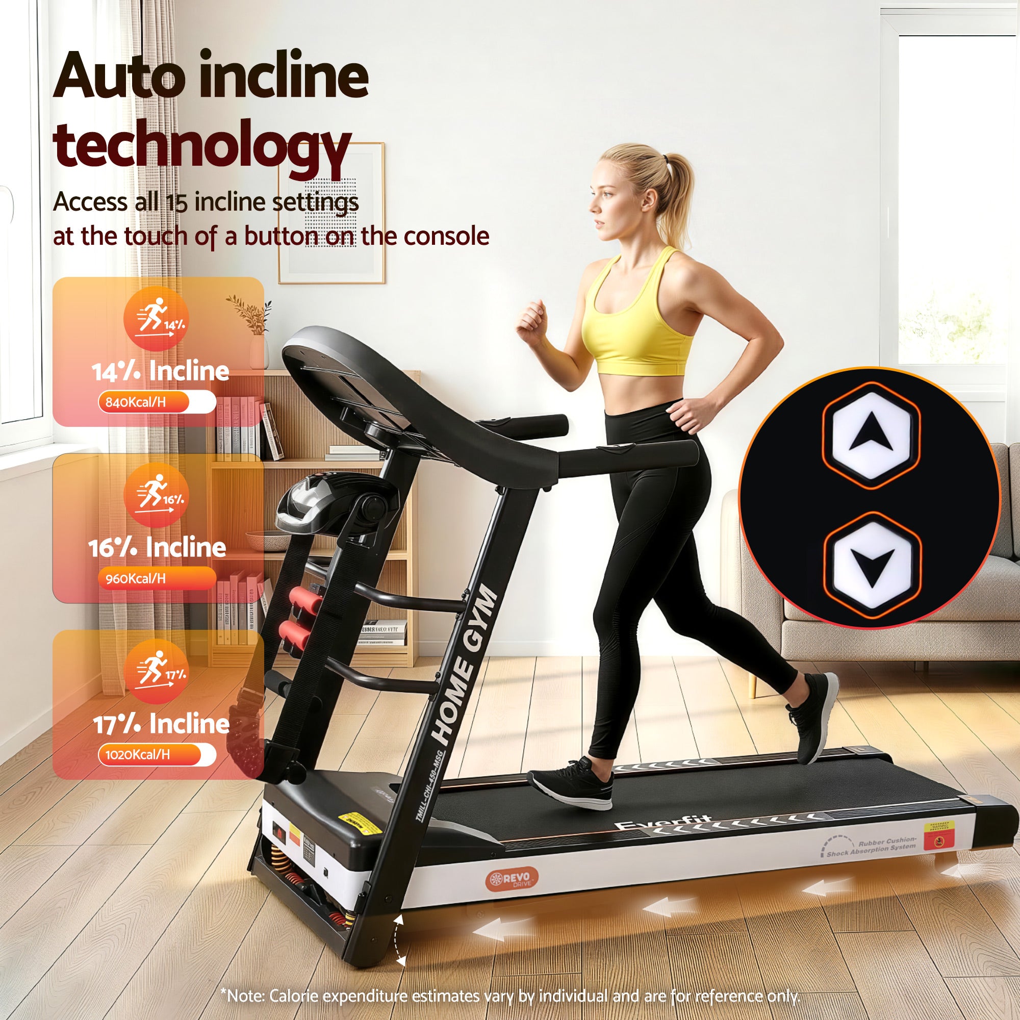 Everfit Treadmill Electric Home Gym Fitness Exercise Machine w/ Massager 450mm