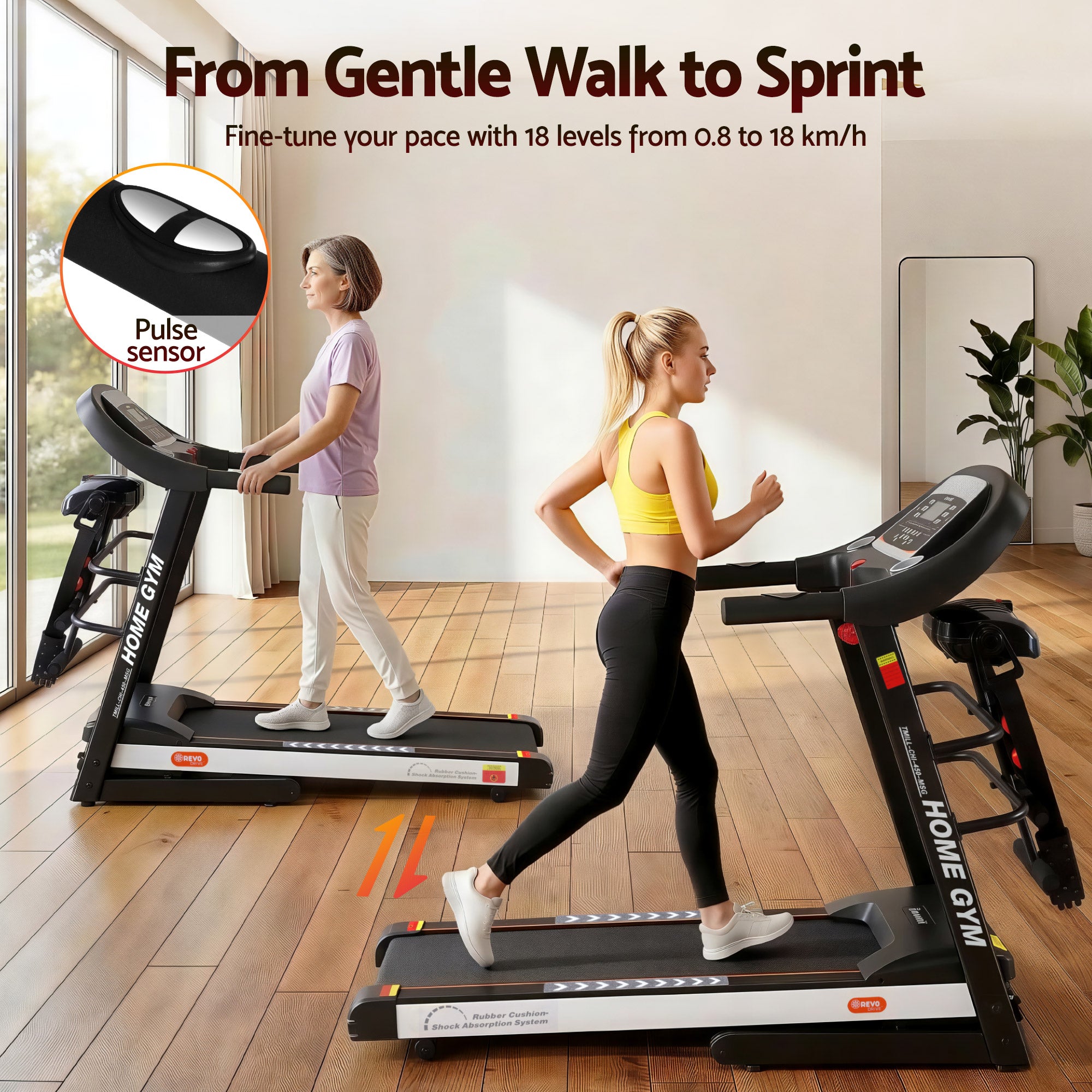 Everfit Treadmill Electric Home Gym Fitness Exercise Machine w/ Massager 450mm