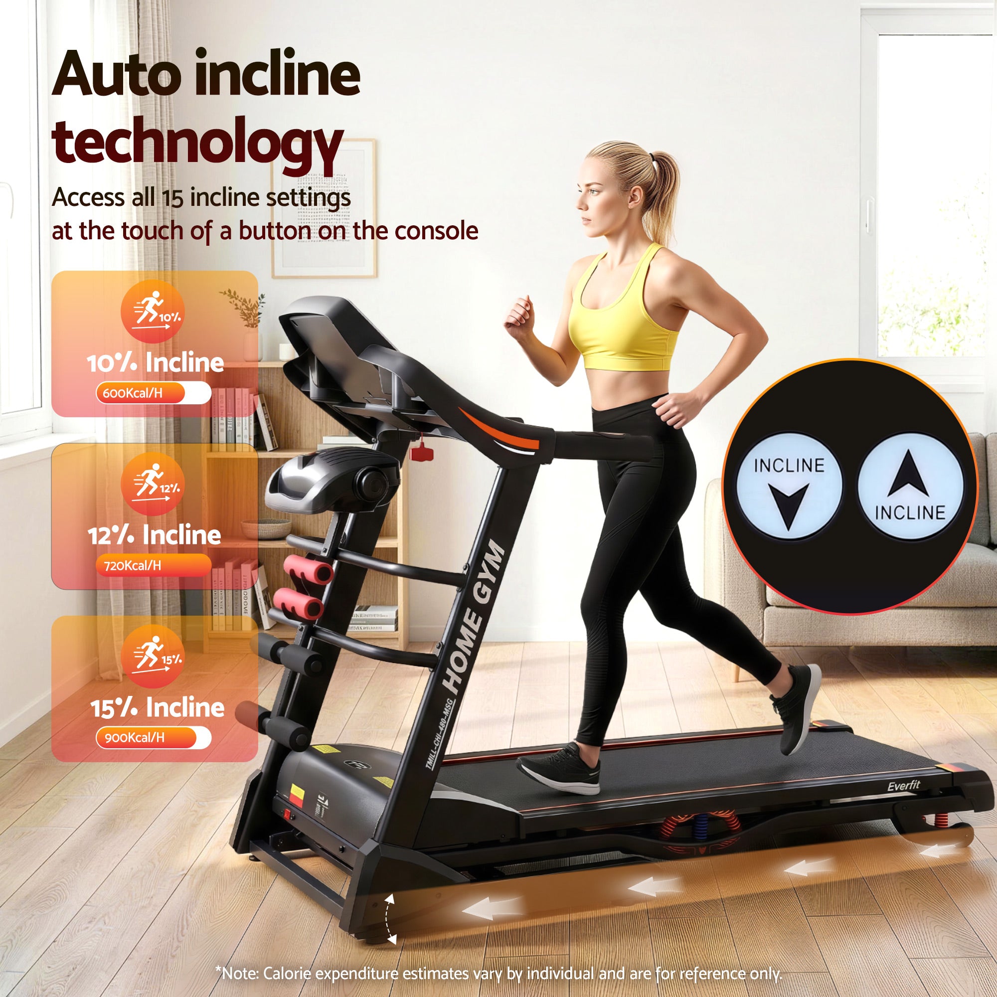 Everfit Treadmill Electric Home Gym Fitness Exercise Machine w/ Massager 480mm