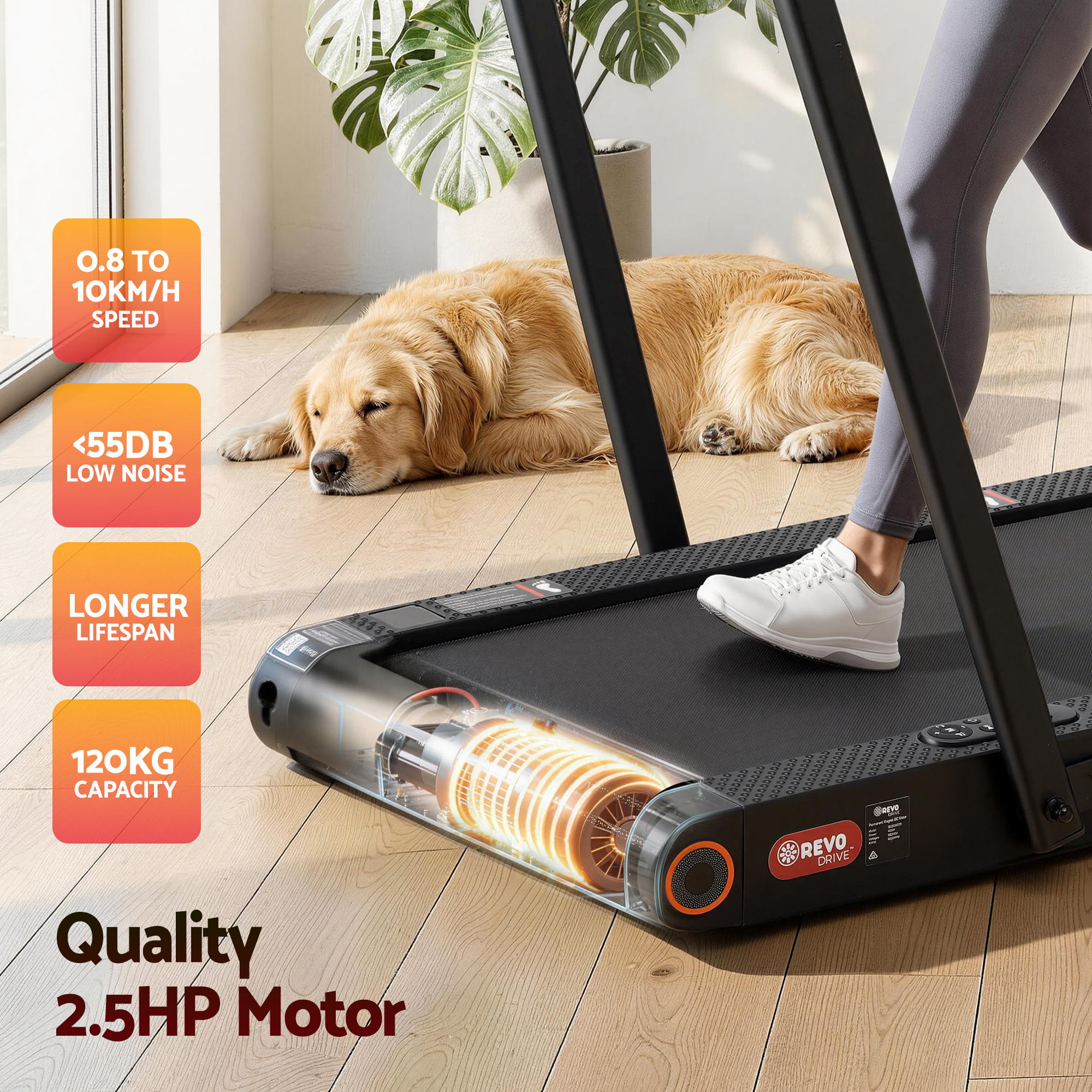 Everfit 4 in 1 Vibration Walking Pad Treadmill Under Desk Treadmills for Home Gym with App Control 380mm