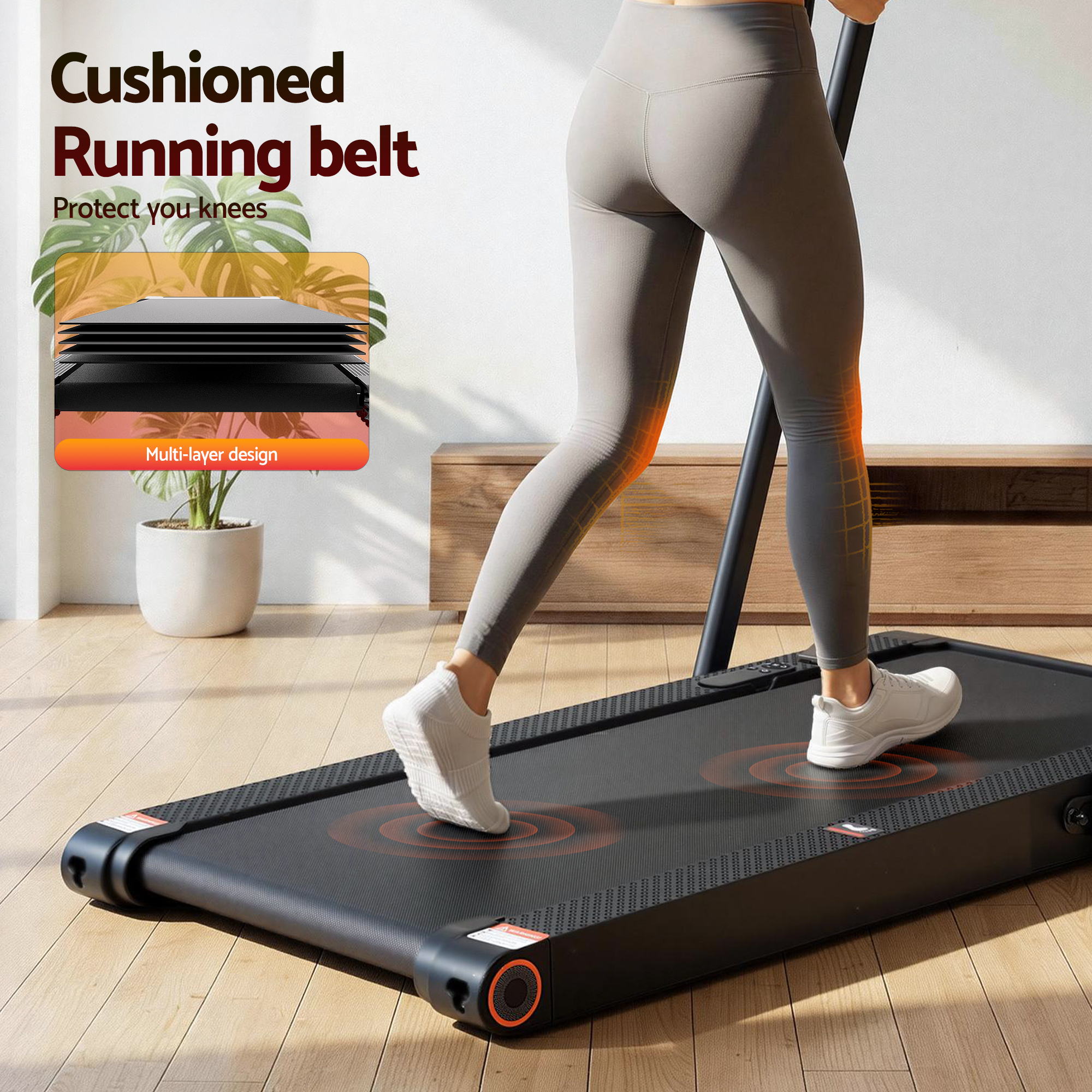 Everfit 4 in 1 Vibration Walking Pad Treadmill Under Desk Treadmills for Home Gym with App Control 380mm
