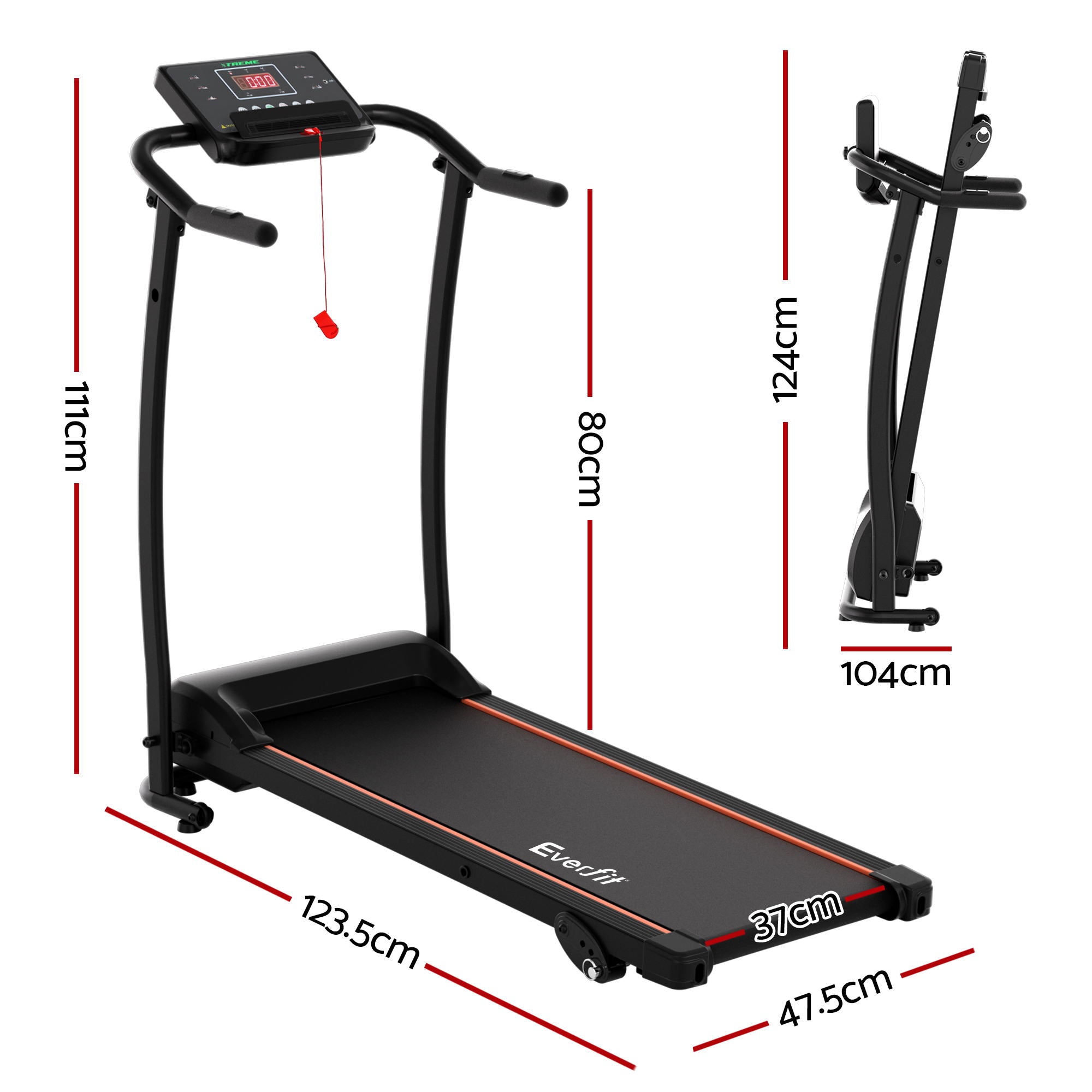 Everfit Treadmill Electric Home Gym Fitness Exercise Machine Foldable 370mm