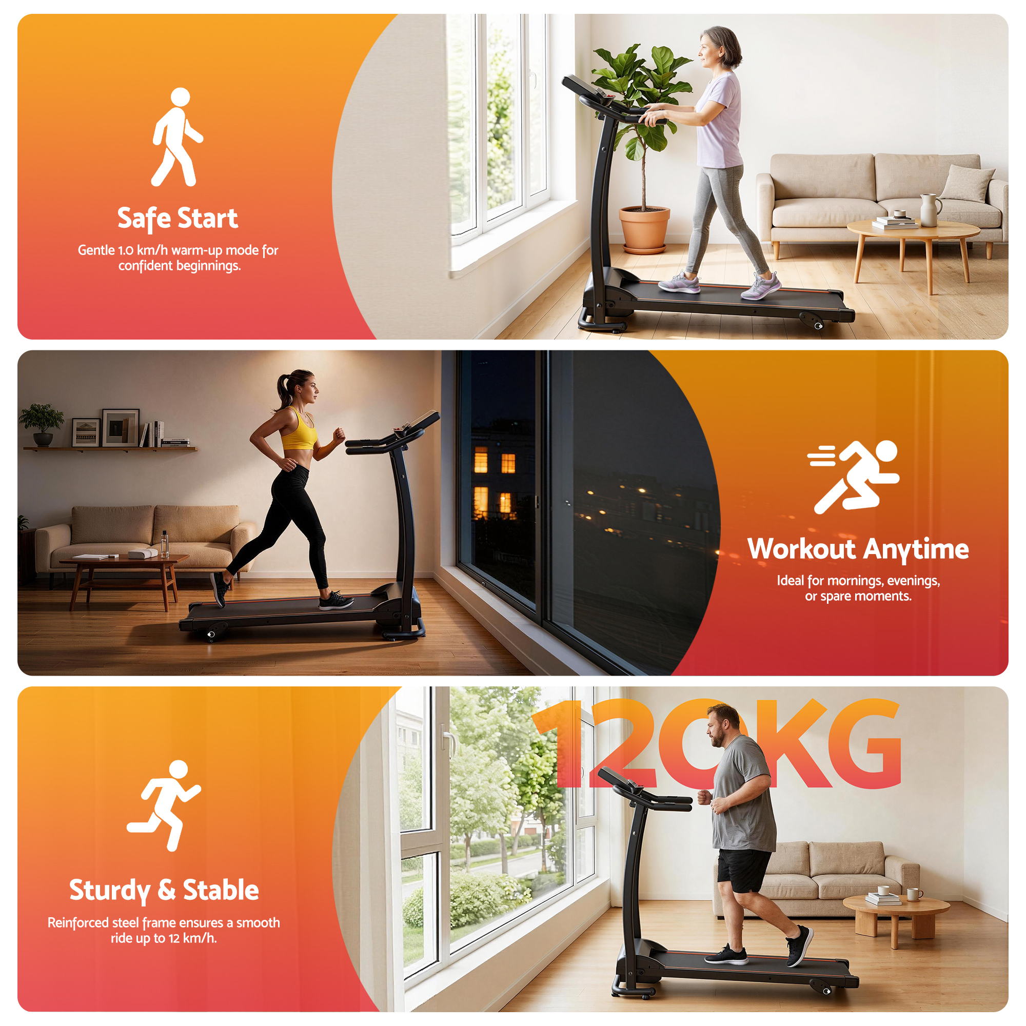 Everfit Treadmill Electric Home Gym Fitness Exercise Machine Foldable 370mm