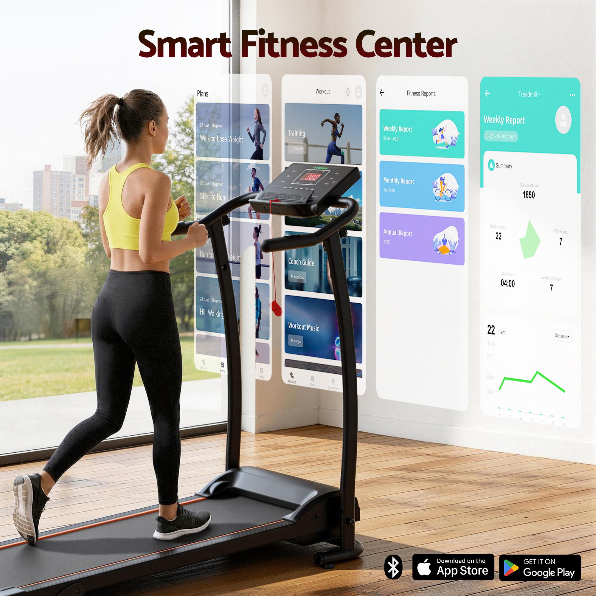 Everfit Treadmill Electric Home Gym Fitness Exercise Machine Foldable 370mm