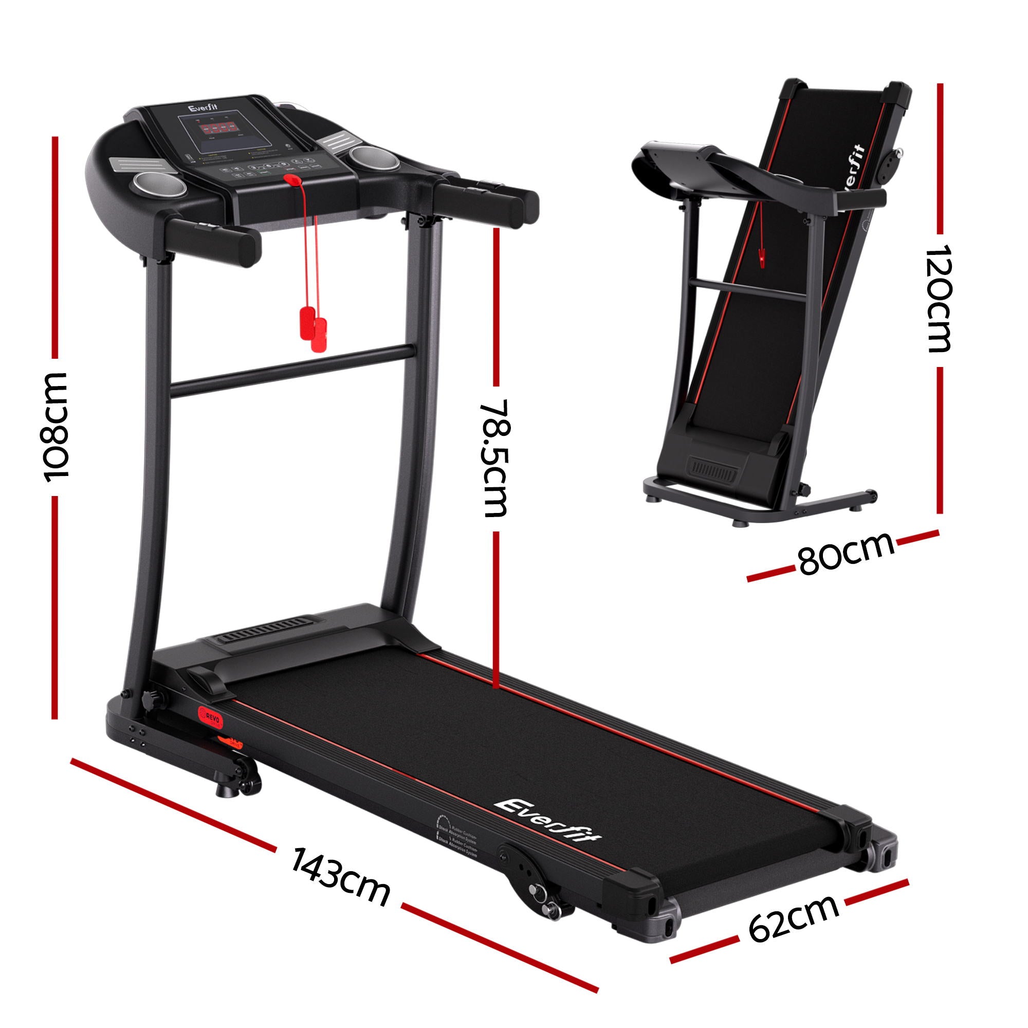 Everfit Treadmill Electric Home Gym Fitness Exercise Equipment Incline 400mm