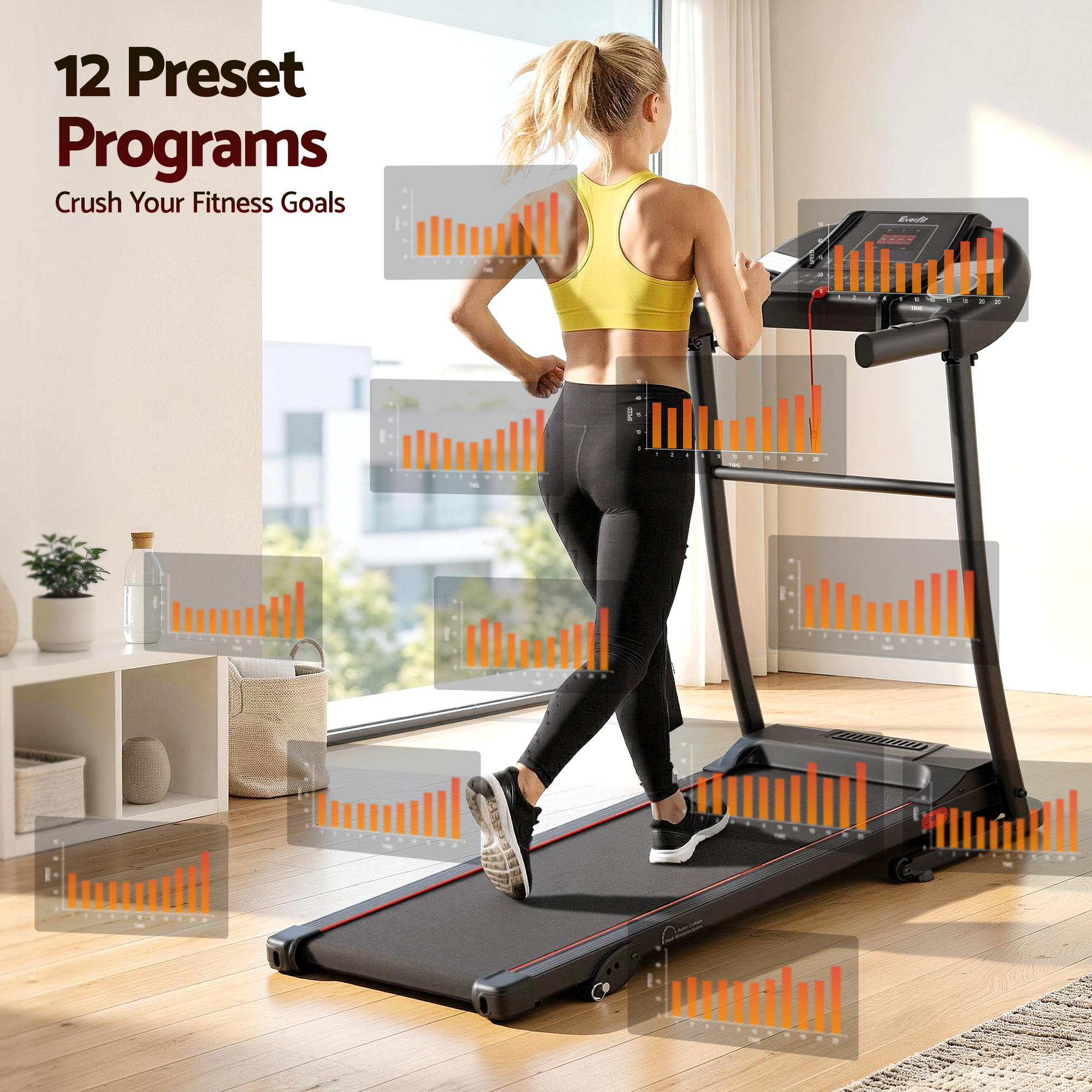 Everfit Treadmill Electric Home Gym Fitness Exercise Equipment Incline 400mm