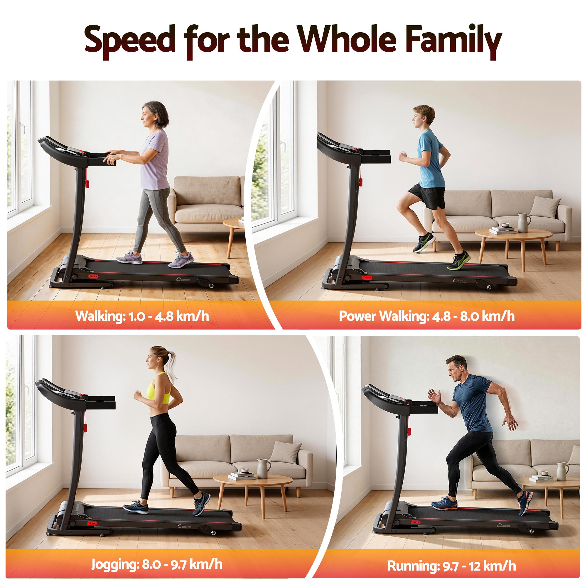 Everfit Treadmill Electric Home Gym Fitness Exercise Equipment Incline 400mm