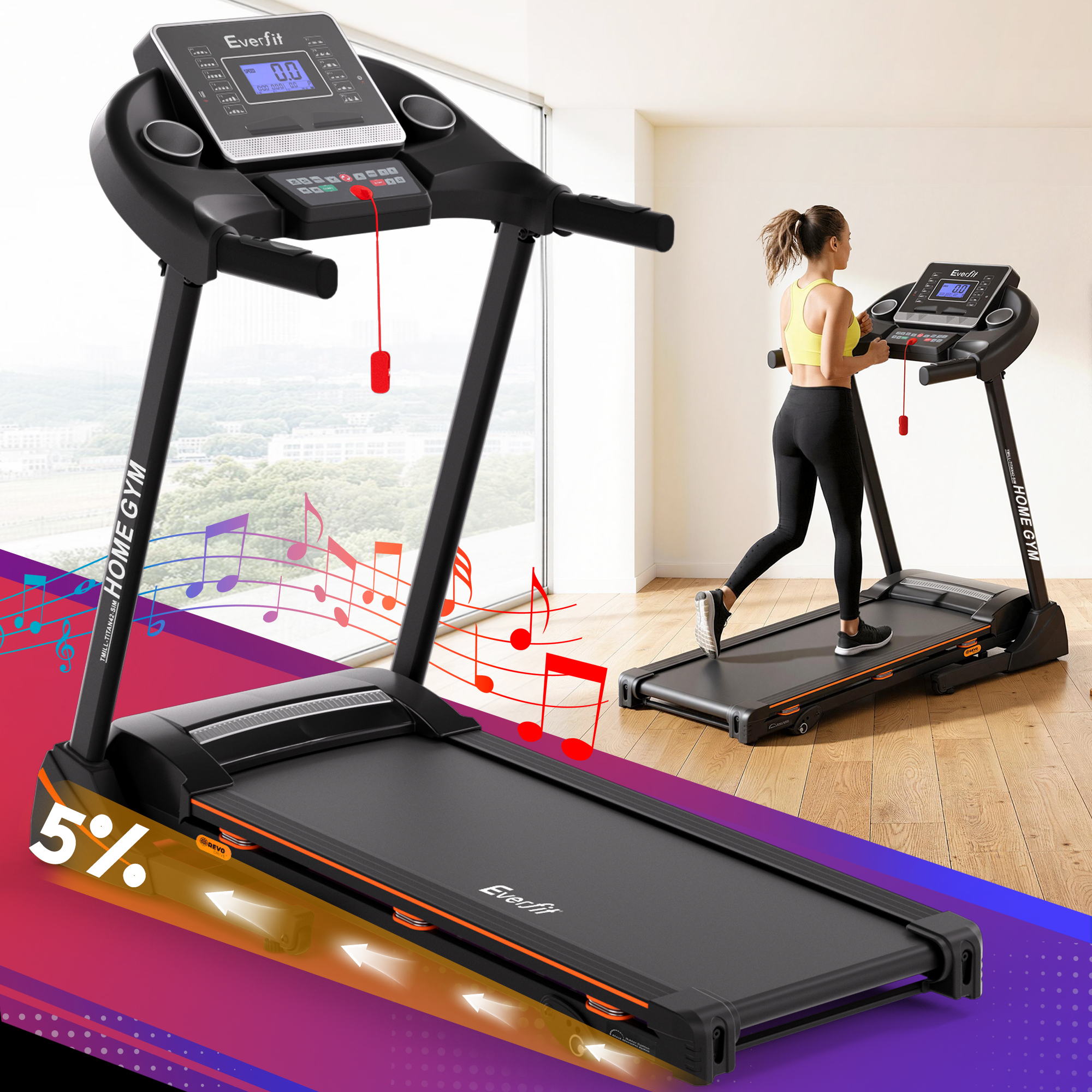 Everfit Electric Treadmill 420mm 18kmh Home Gym Exercise Machine Fitness Equipment Physical - Everfit