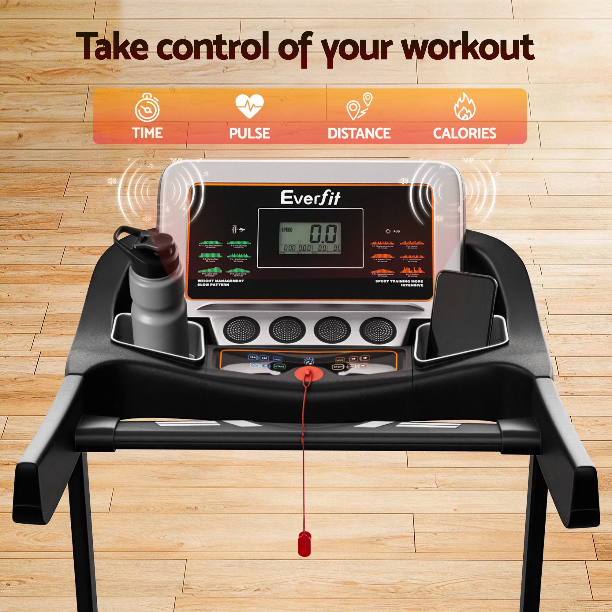 Everfit Treadmill Electric Auto Level Incline Home Gym Fitness Exercise 450mm