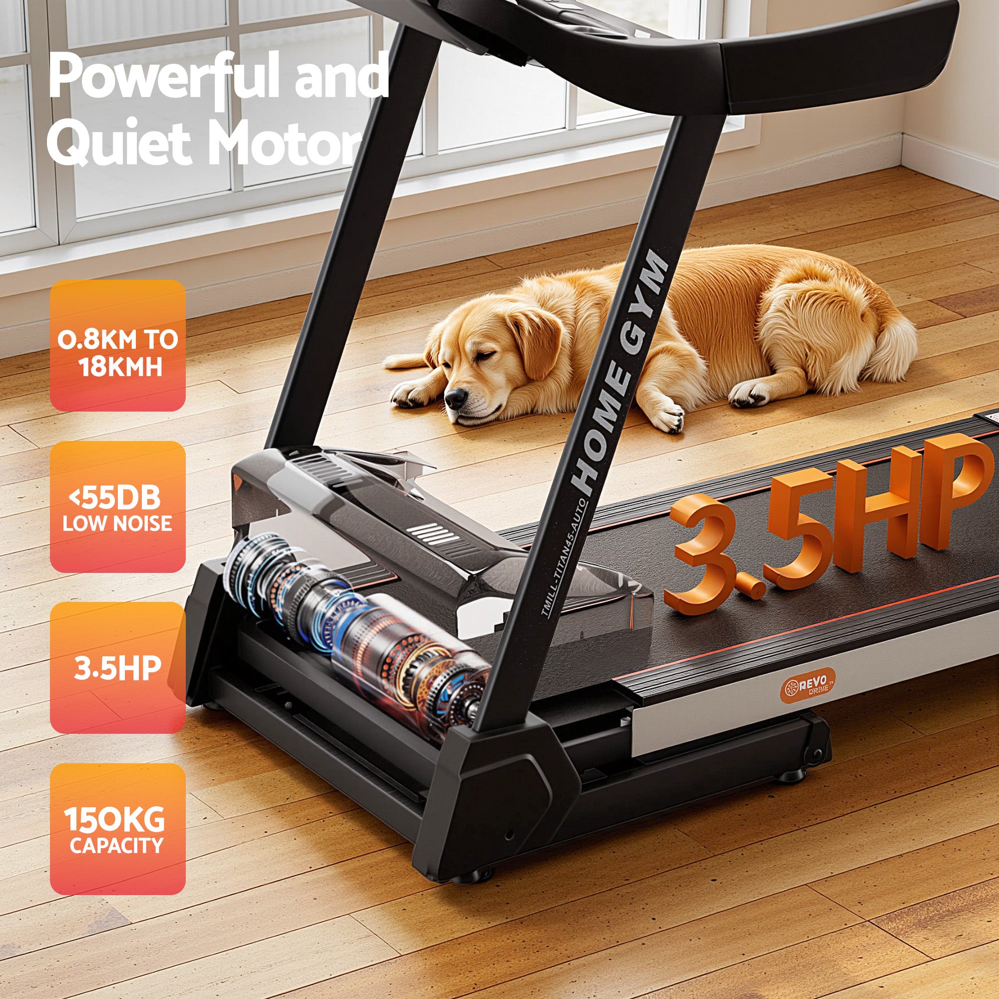 Everfit Treadmill Electric Auto Level Incline Home Gym Fitness Exercise 450mm
