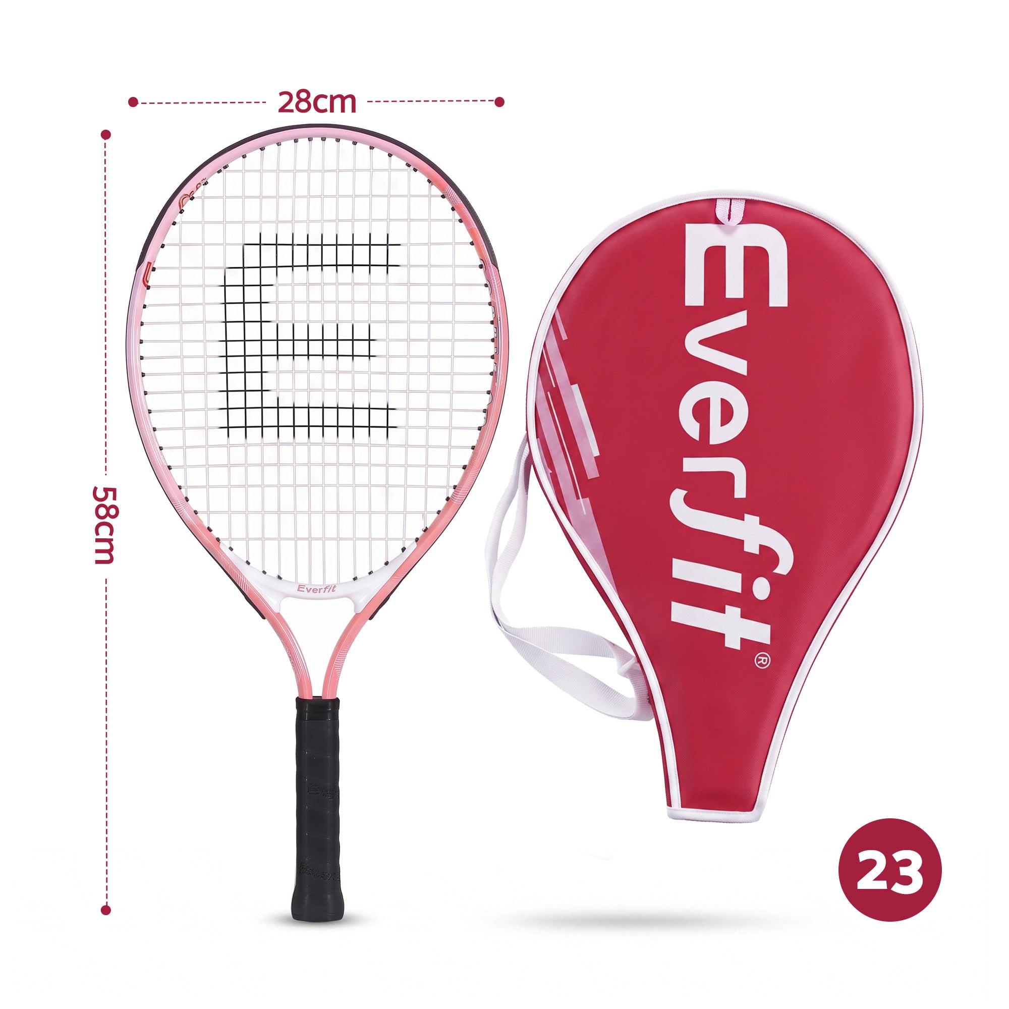 Title  Everfit 23 Inch Tennis Racket Lightweight 200g for Adult and Junior Players Pink