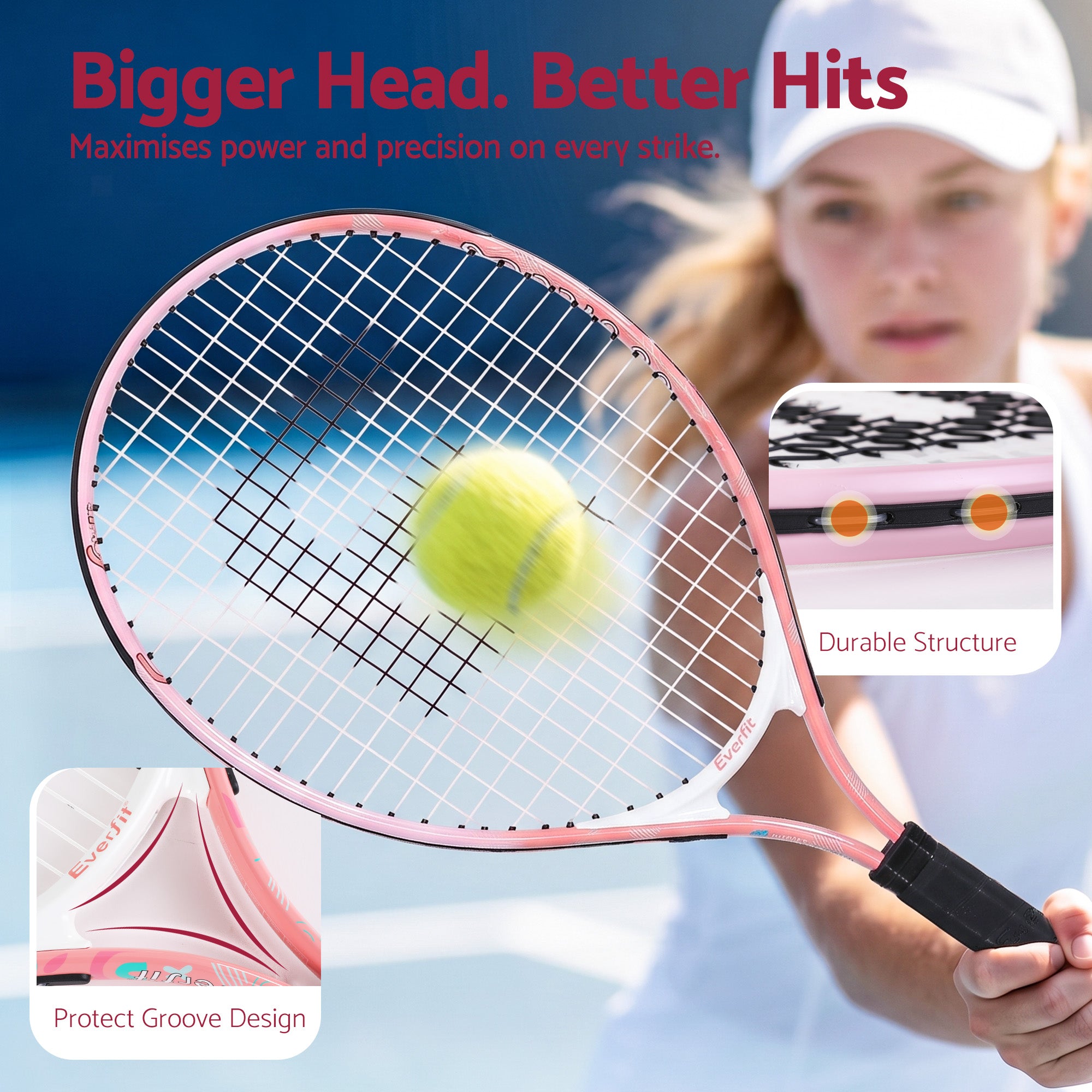 Title  Everfit 23 Inch Tennis Racket Lightweight 200g for Adult and Junior Players Pink