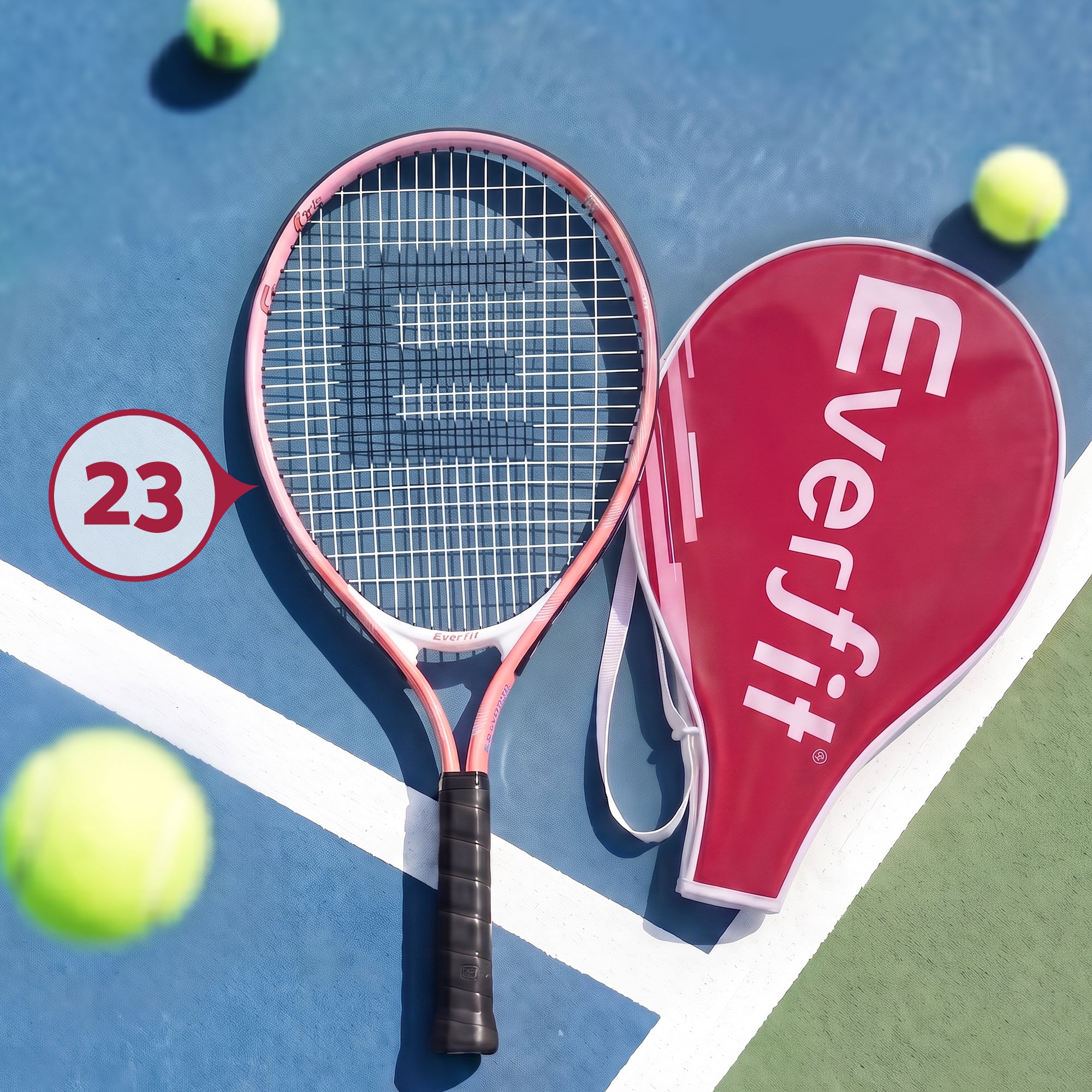 Title  Everfit 23 Inch Tennis Racket Lightweight 200g for Adult and Junior Players Pink