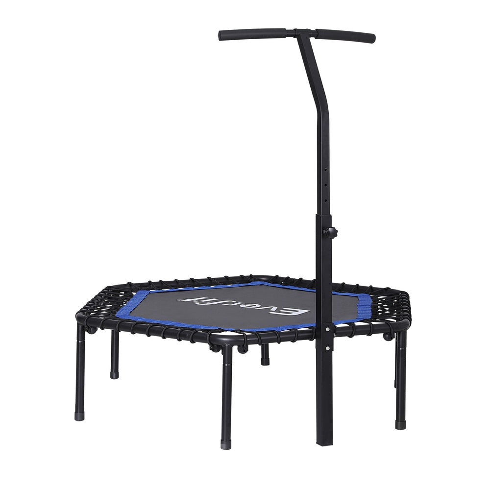 Everfit 48inch Hexagon Fitness Trampoline Rebounder Adjustable Handrail Blue