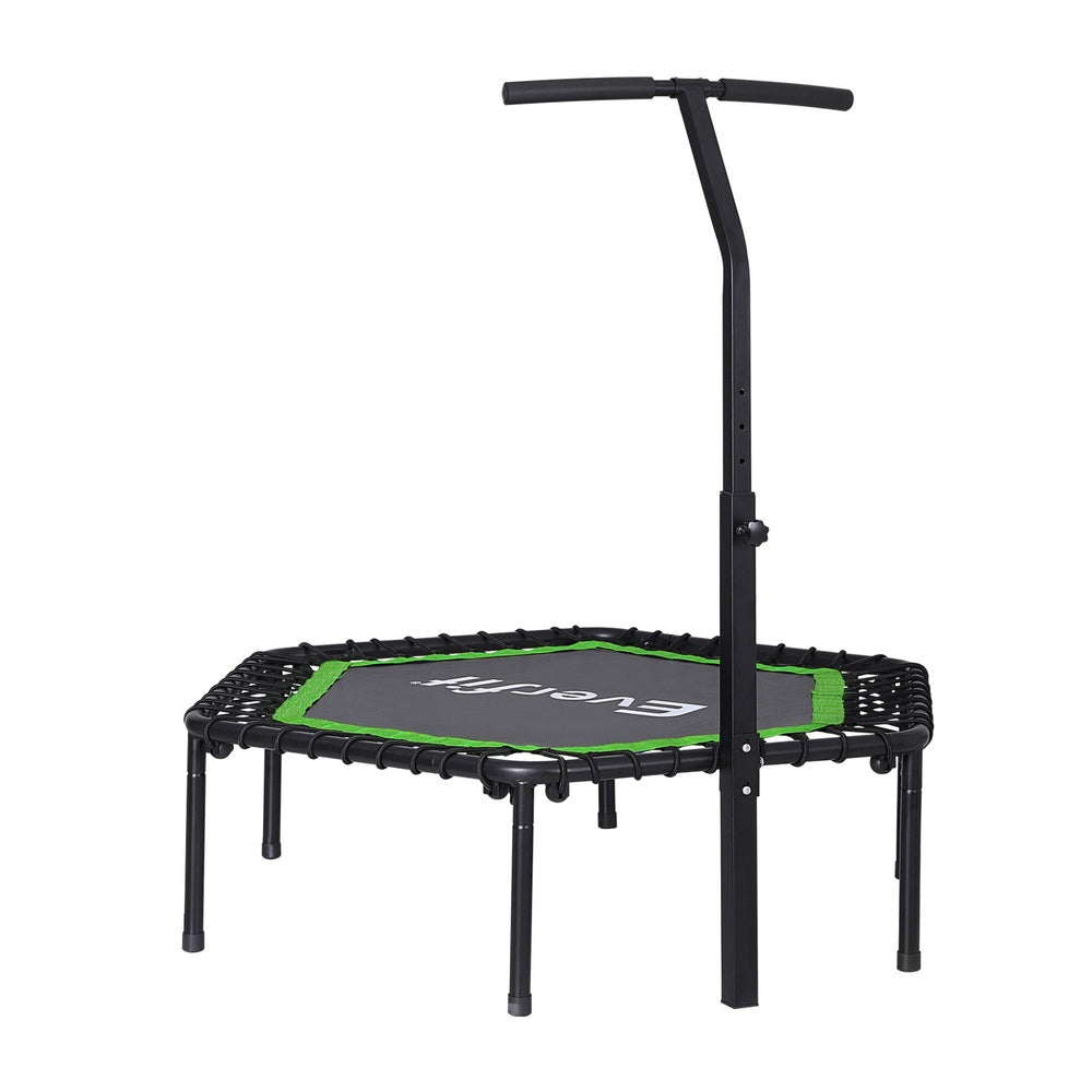 Everfit 48inch Hexagon Fitness Trampoline Rebounder Adjustable Handrail Green