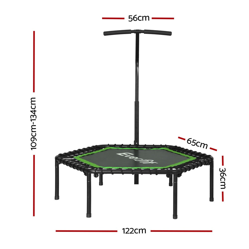 Everfit 48inch Hexagon Fitness Trampoline Rebounder Adjustable Handrail Green